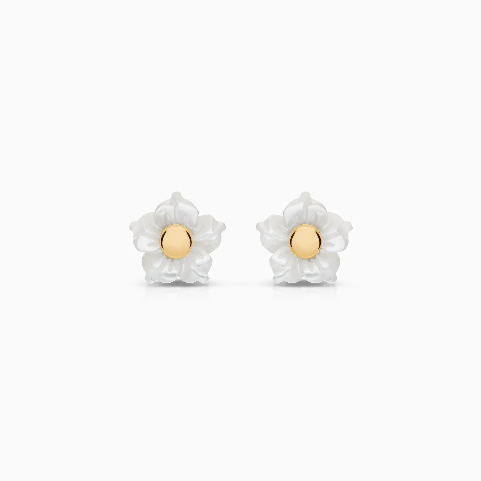 Gold earrings flower mother-of-pearl 0.74g 9K gold