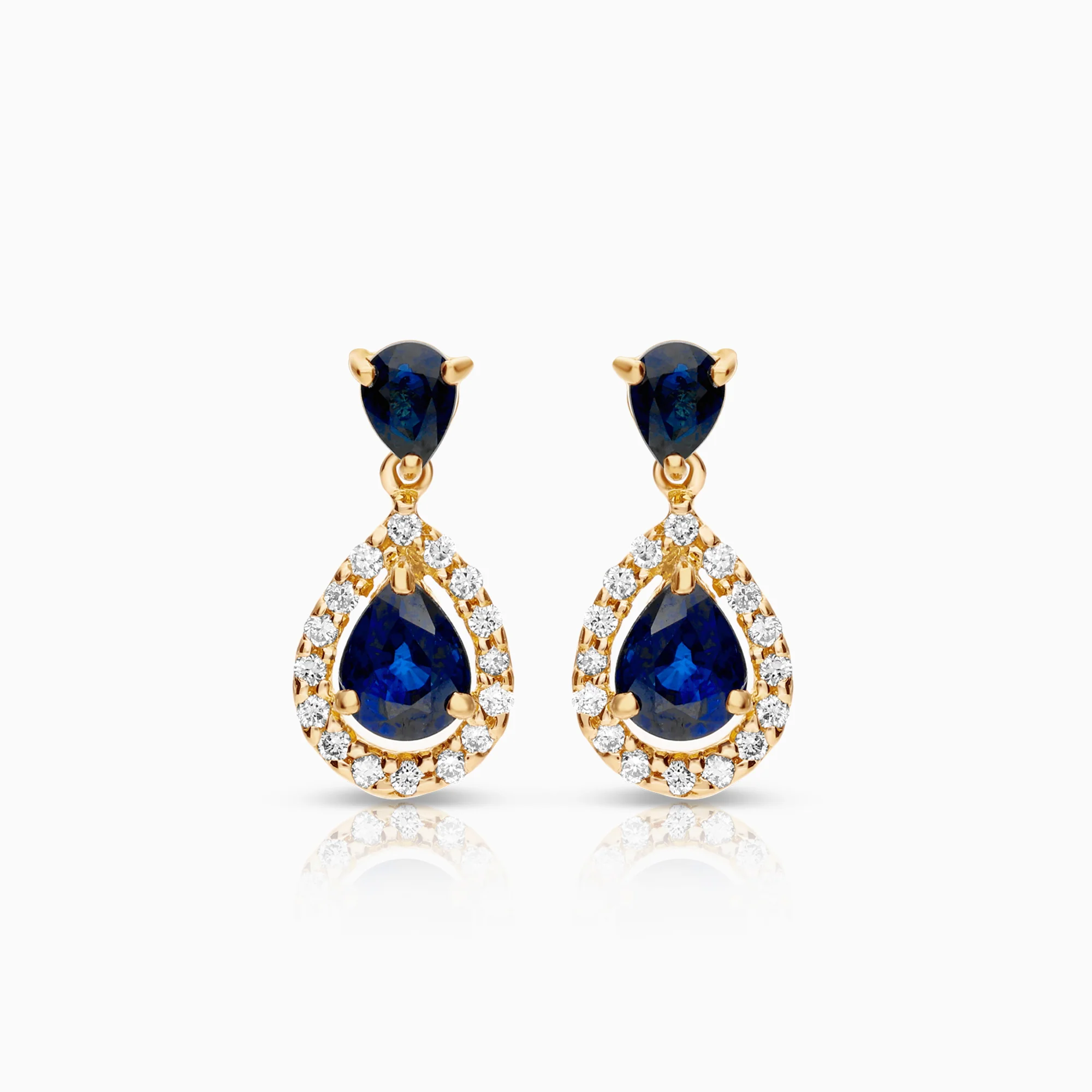 Gold earrings diamonds and synthetic sapphires 1.90g 18K gold