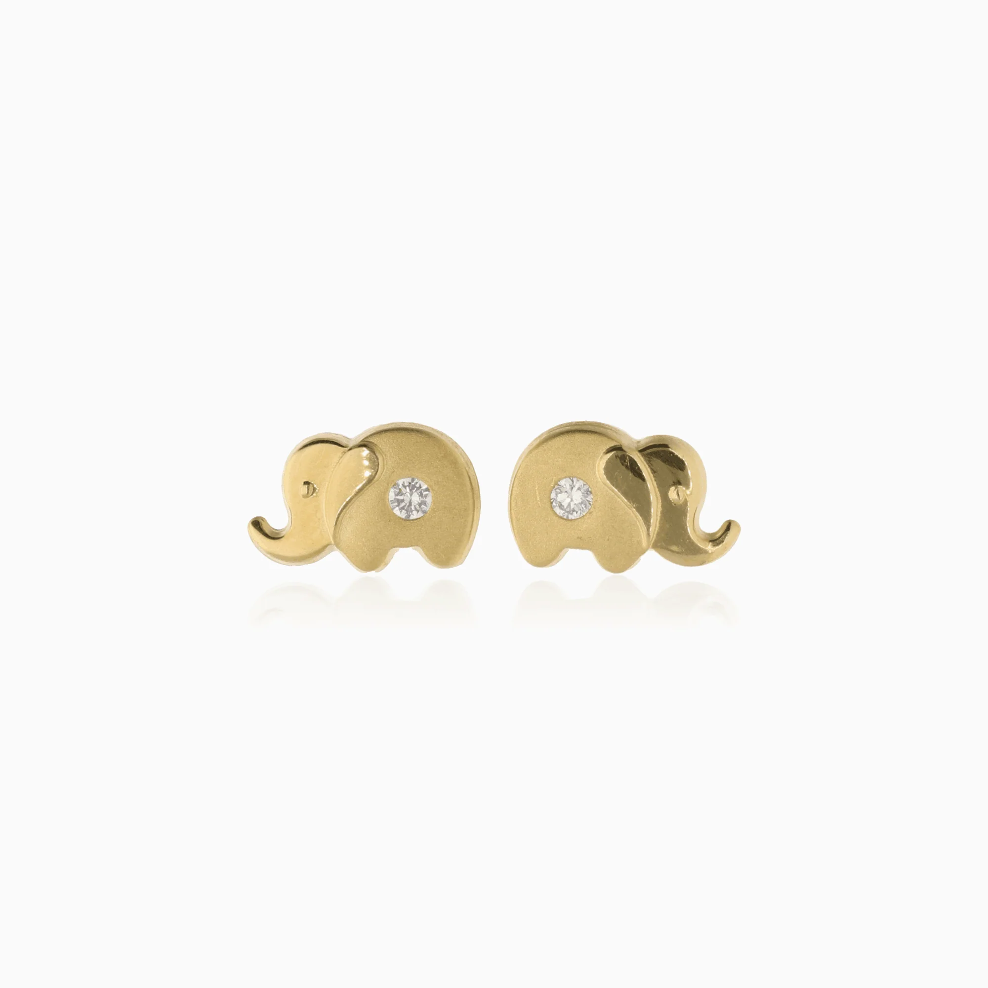 Gold earrings elephants with white stones 0.65g 18K