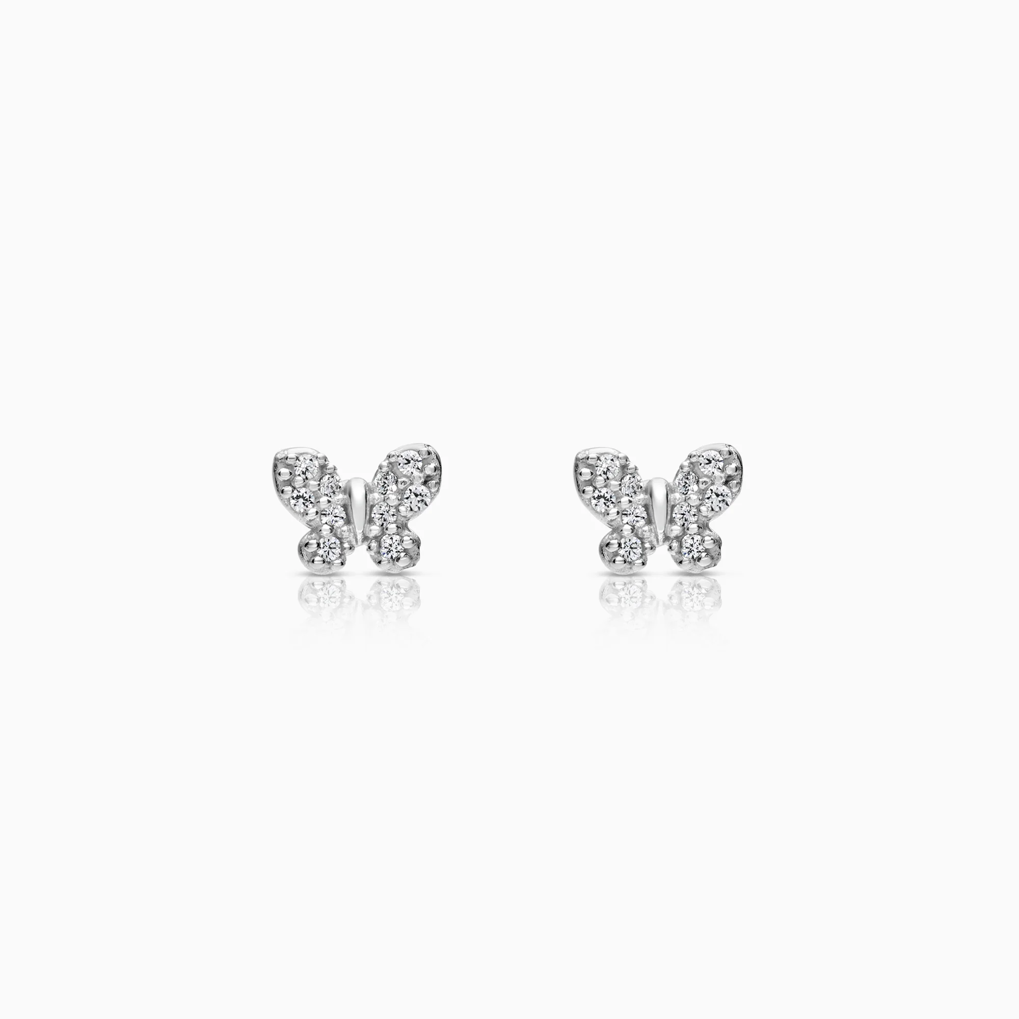 Gold Butterfly Earrings with Cubic 18K White Gold