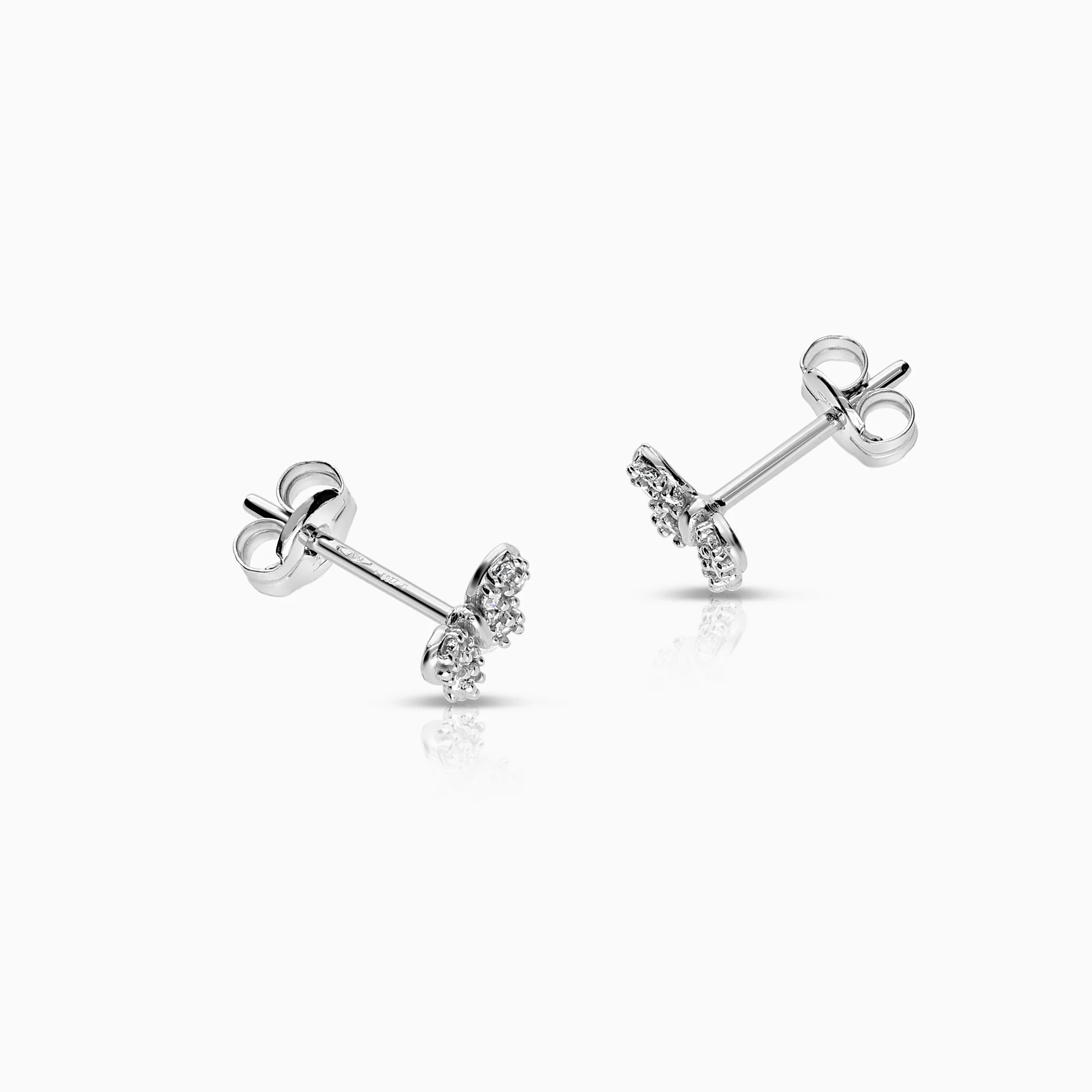 Gold Butterfly Earrings with Cubic 18K White Gold - Image 2