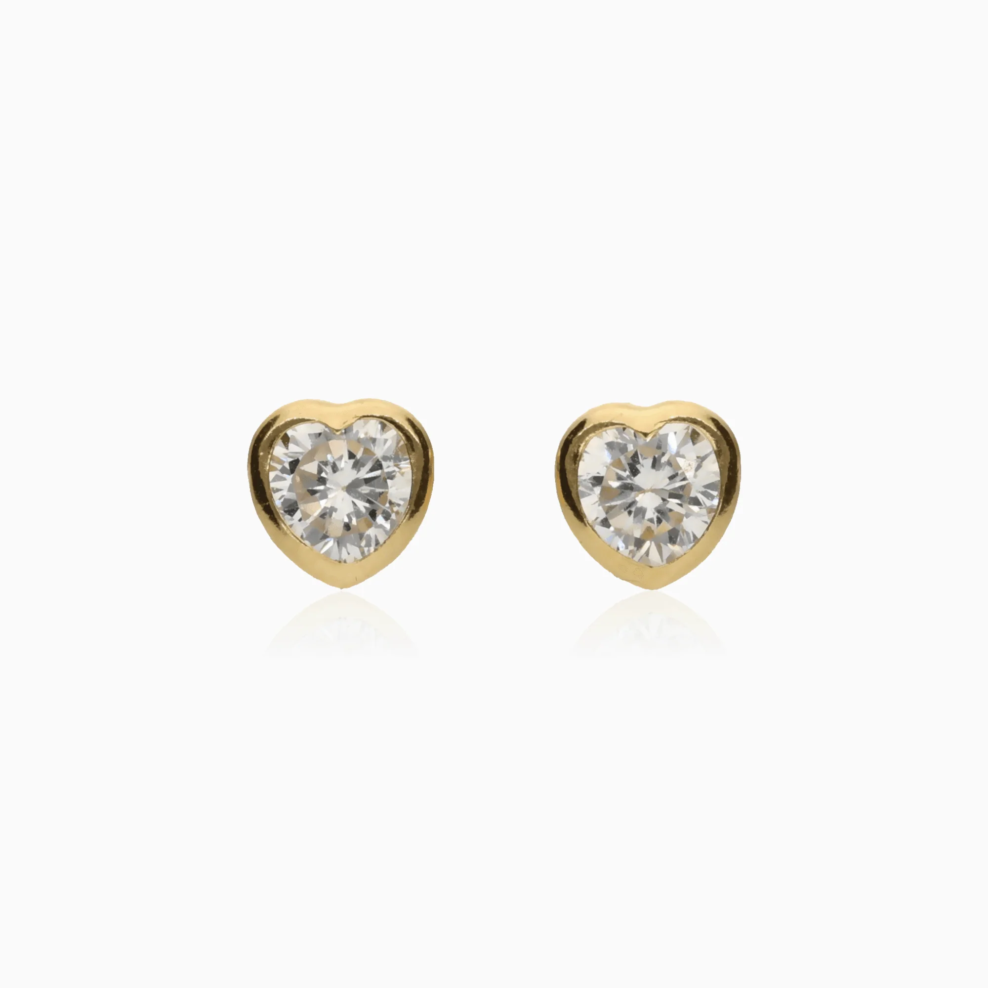 Gold heart earrings with white stones 0.90g 18K gold