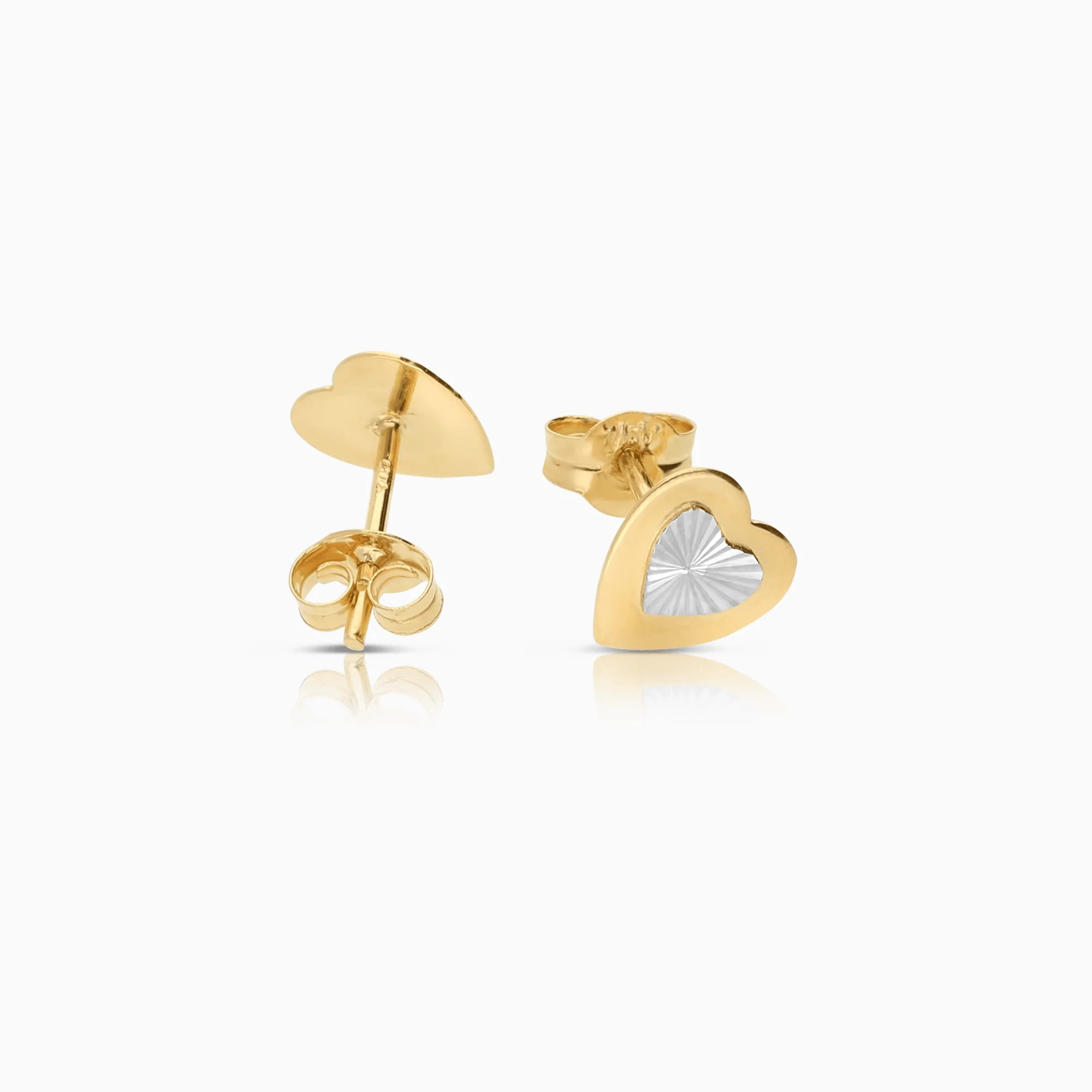 Gold heart earrings 0.63g 18K yellow/white gold - Image 2