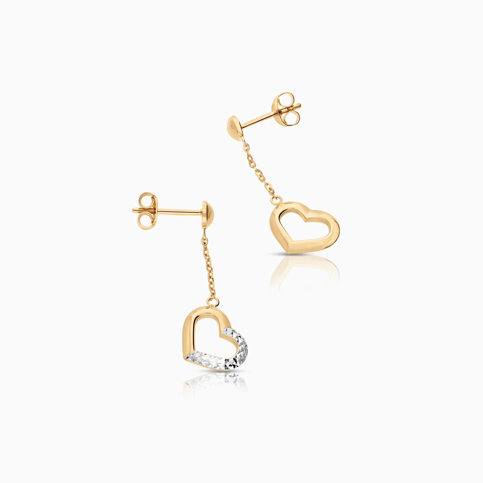 Gold earrings hearts 1.62g 18K white/yellow gold - Image 2
