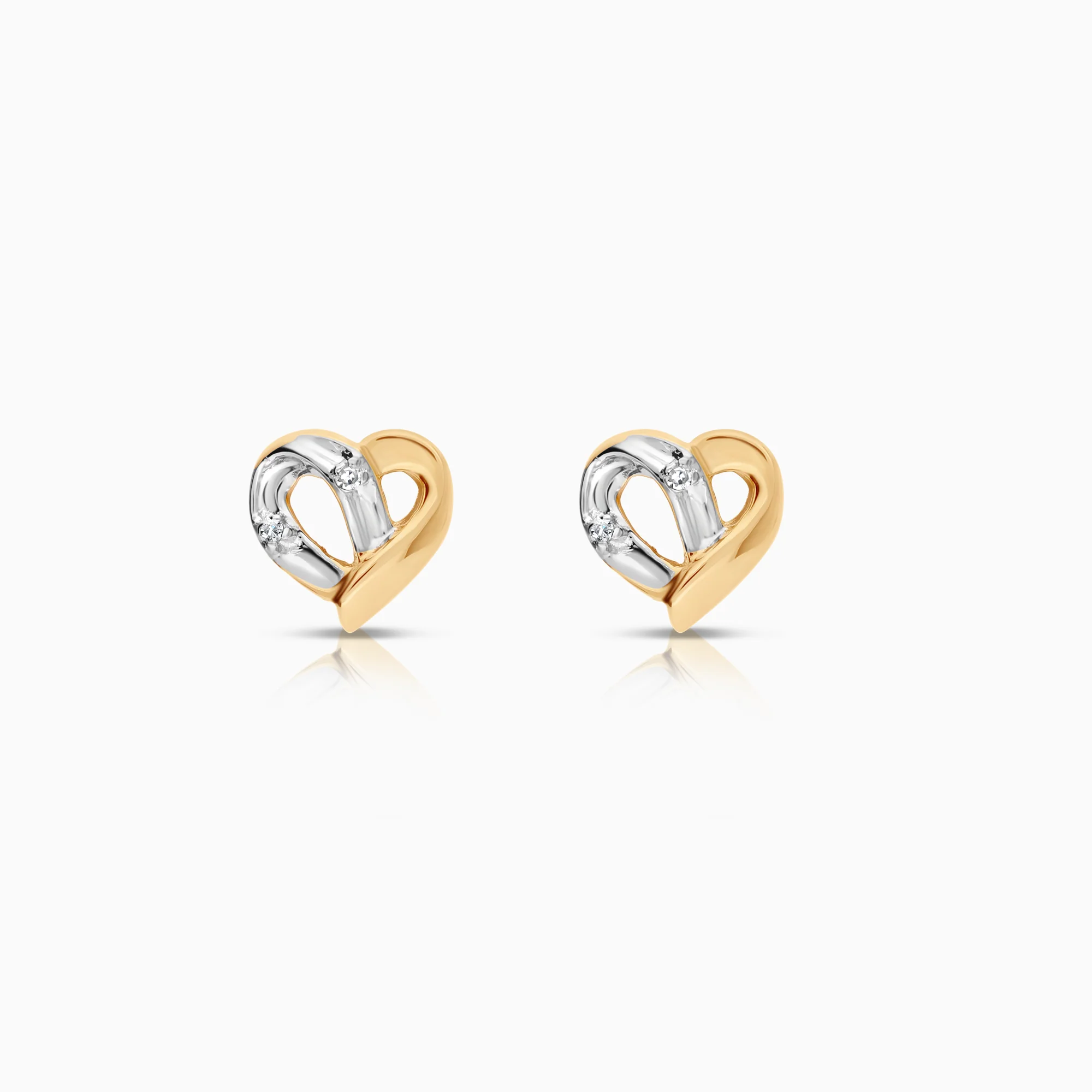 Gold earrings hearts with diamonds 0.02ct 18K gold