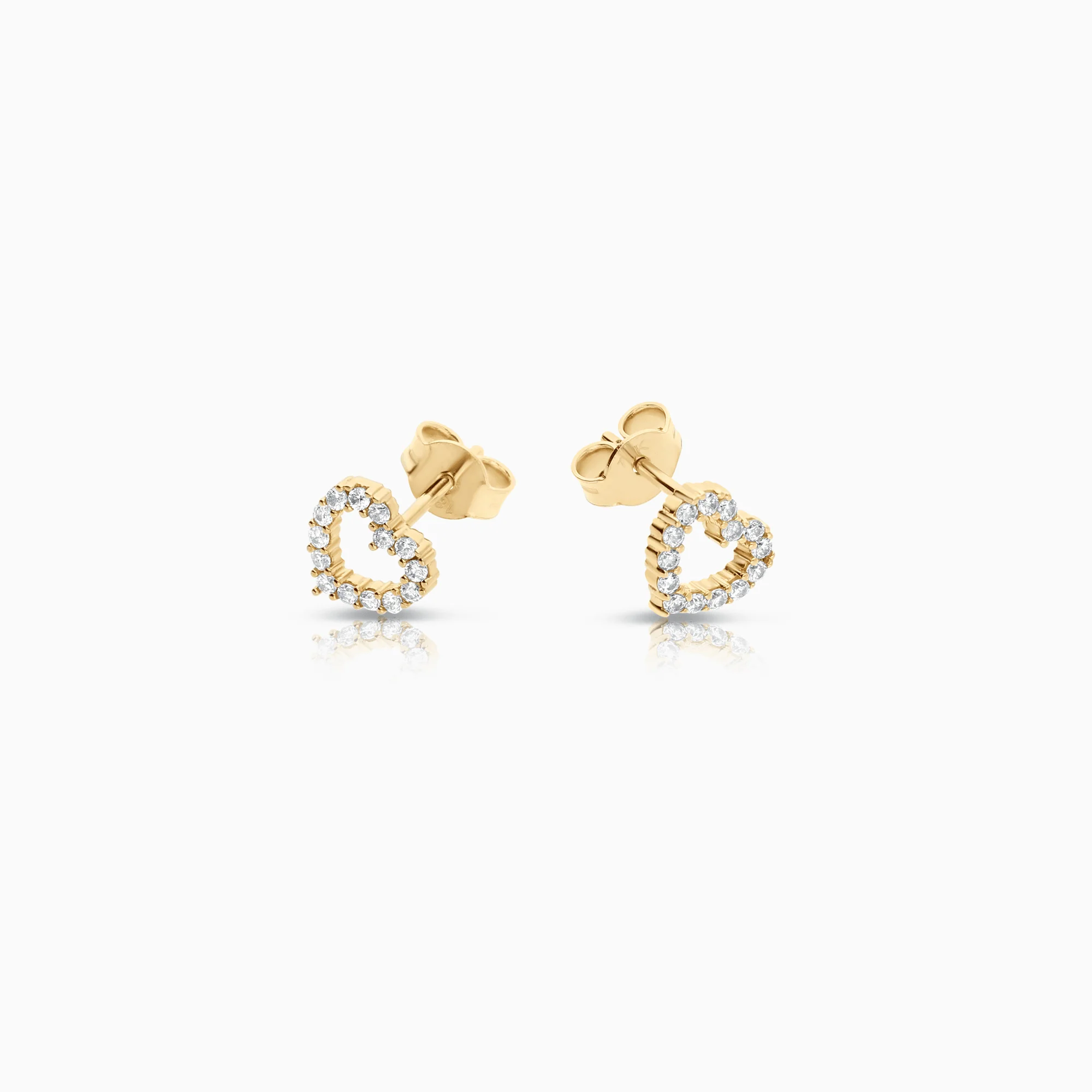 Gold earrings hearts with white stones 1.42g 18K gold - Image 2