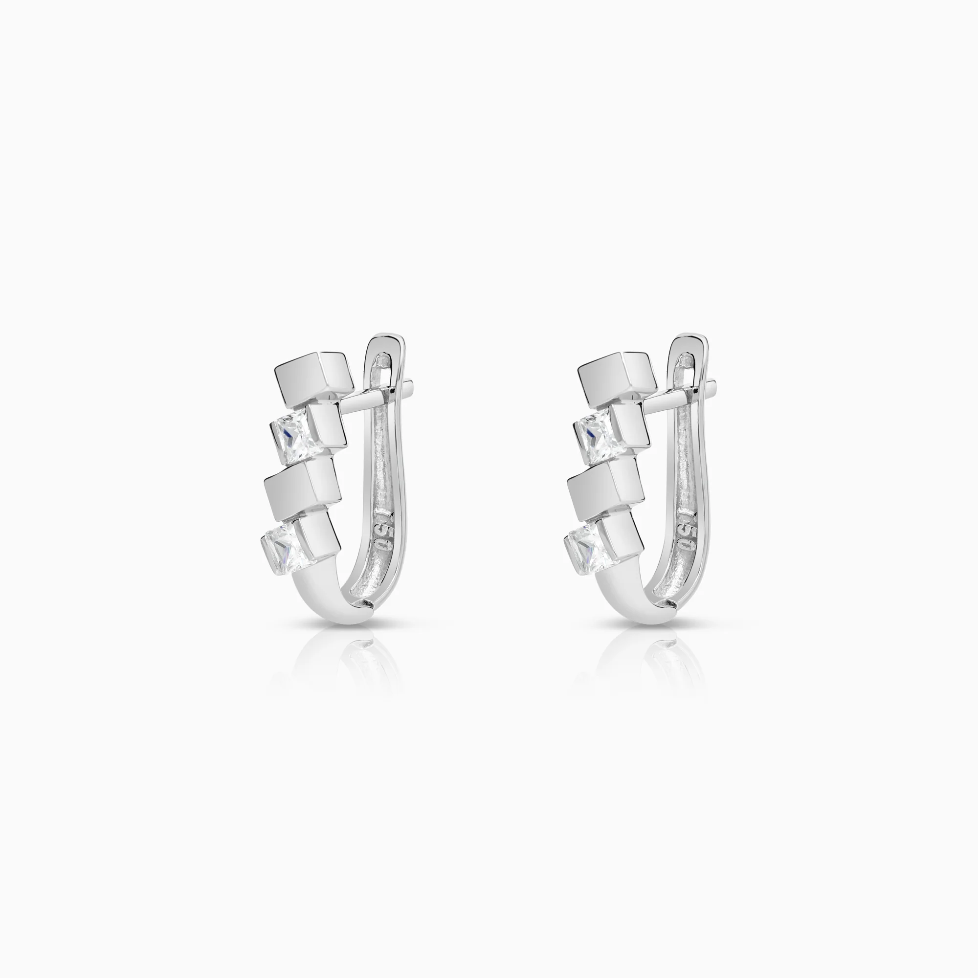 Gold earrings with cubic zirconia 18K white gold