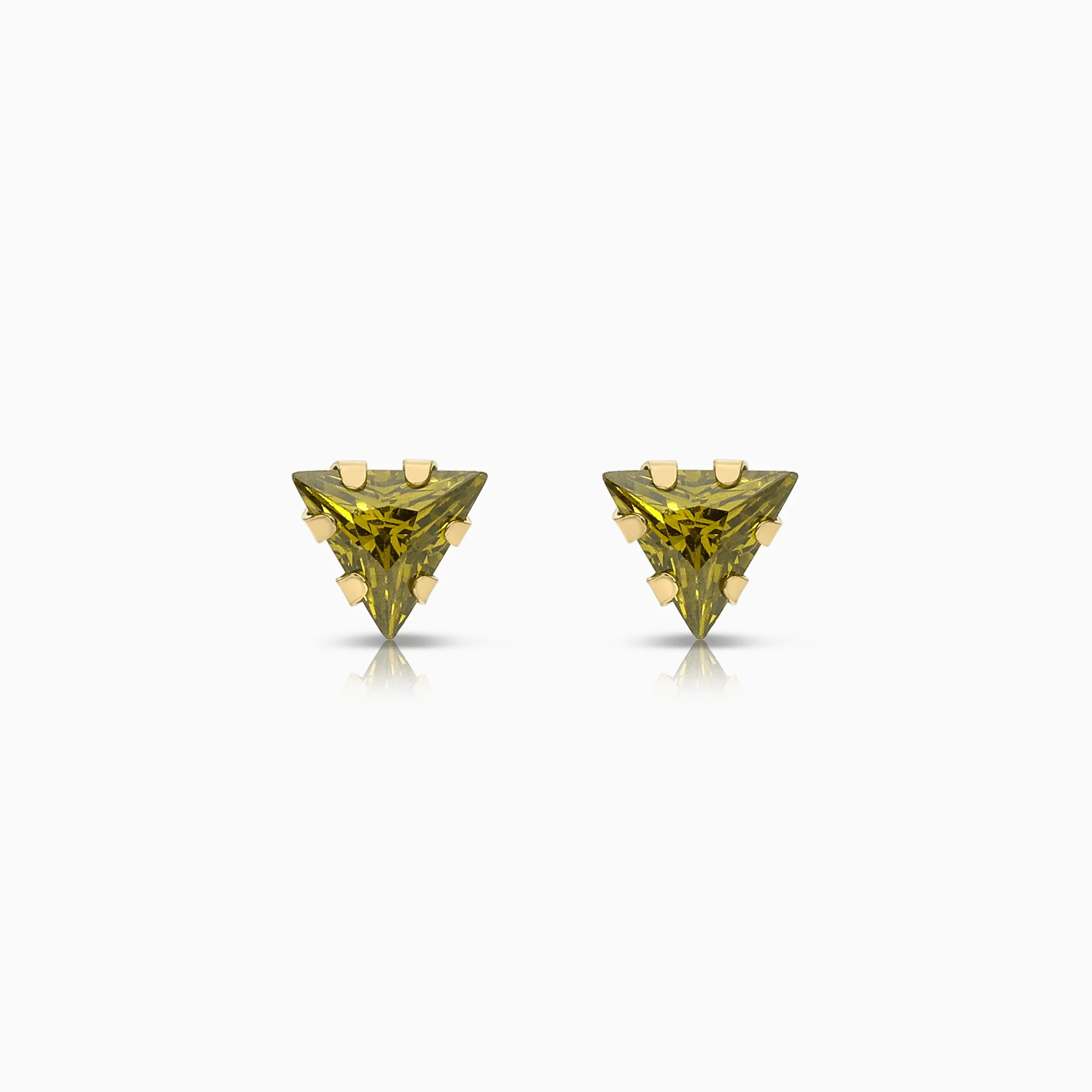 Gold earrings with green stones 0.65g 18K gold