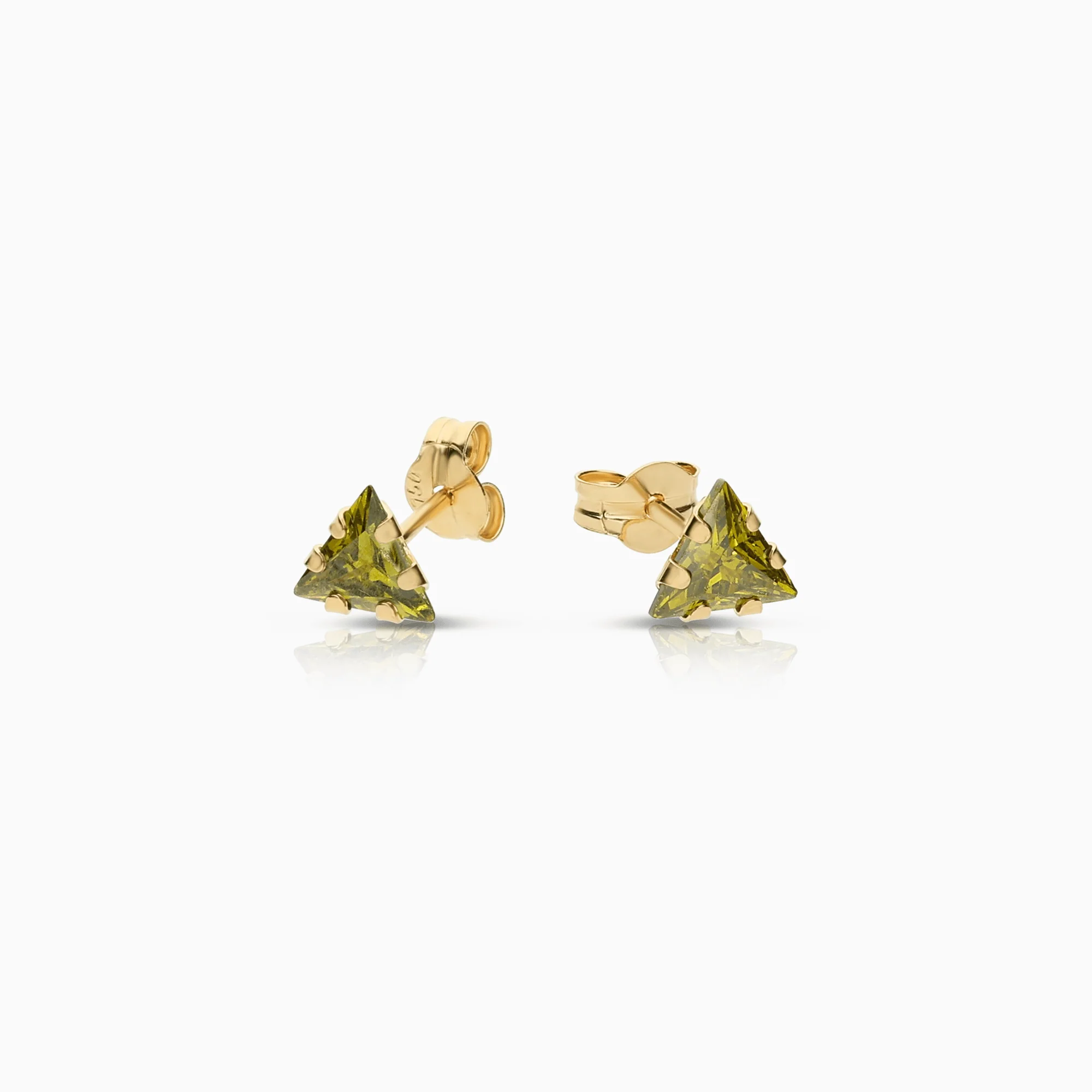 Gold earrings with green stones 0.65g 18K gold - Image 2