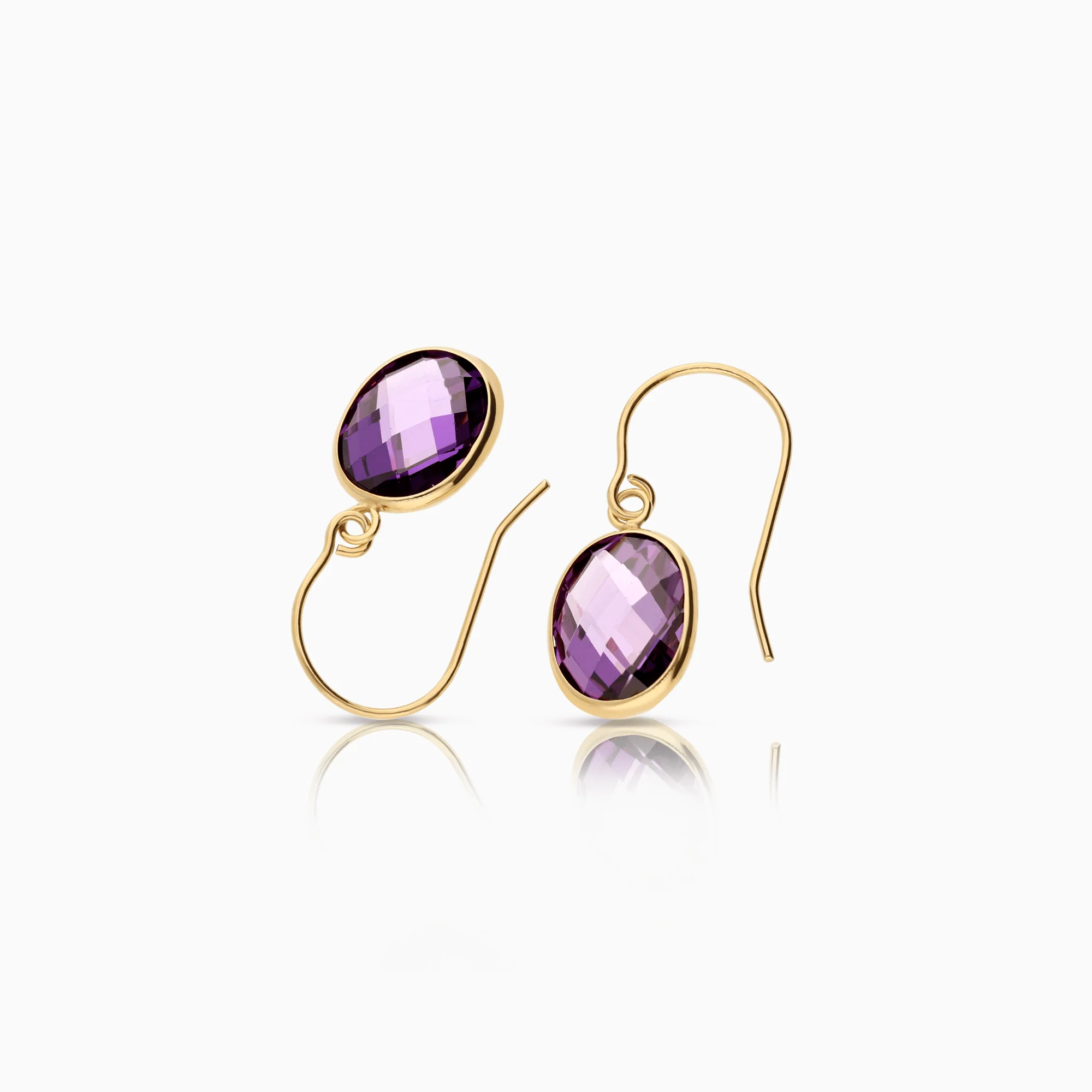 Gold earrings with purple stones 2.2g 18K - Image 2