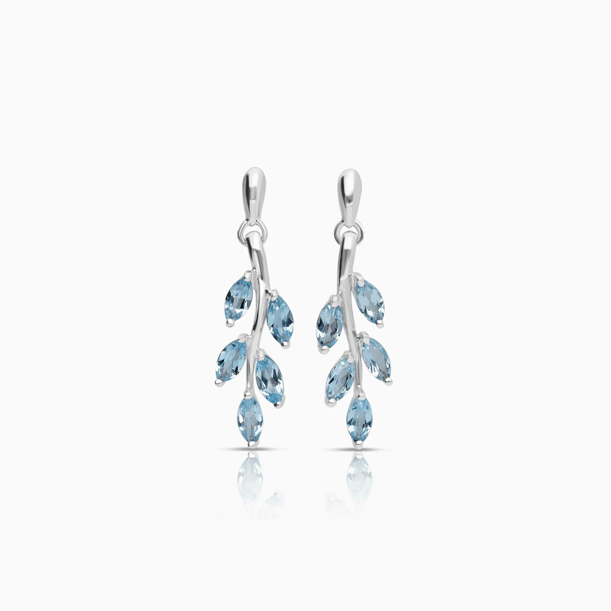 Gold earrings with light blue stones 2.38g 18K white gold