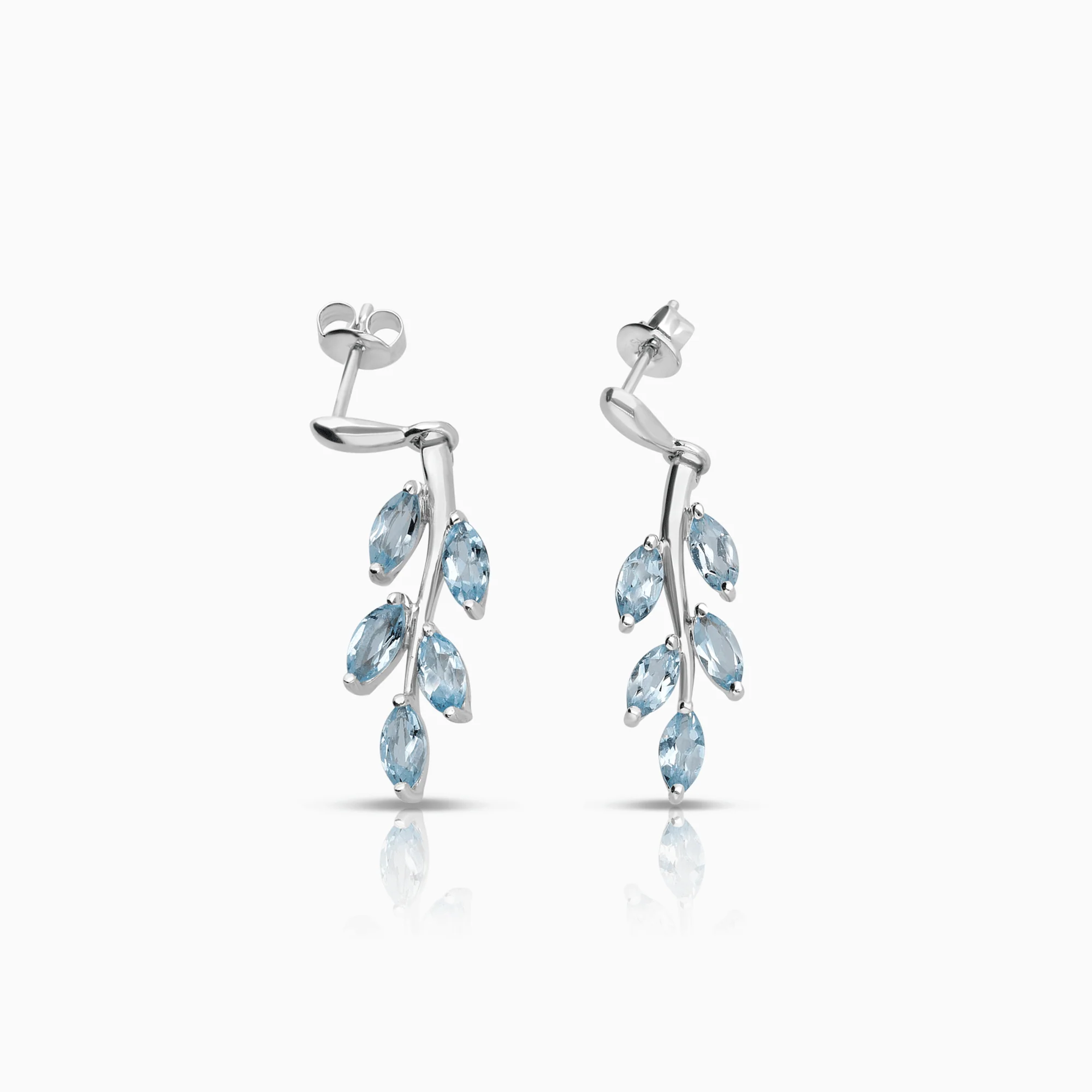 Gold earrings with light blue stones 2.38g 18K white gold - Image 2