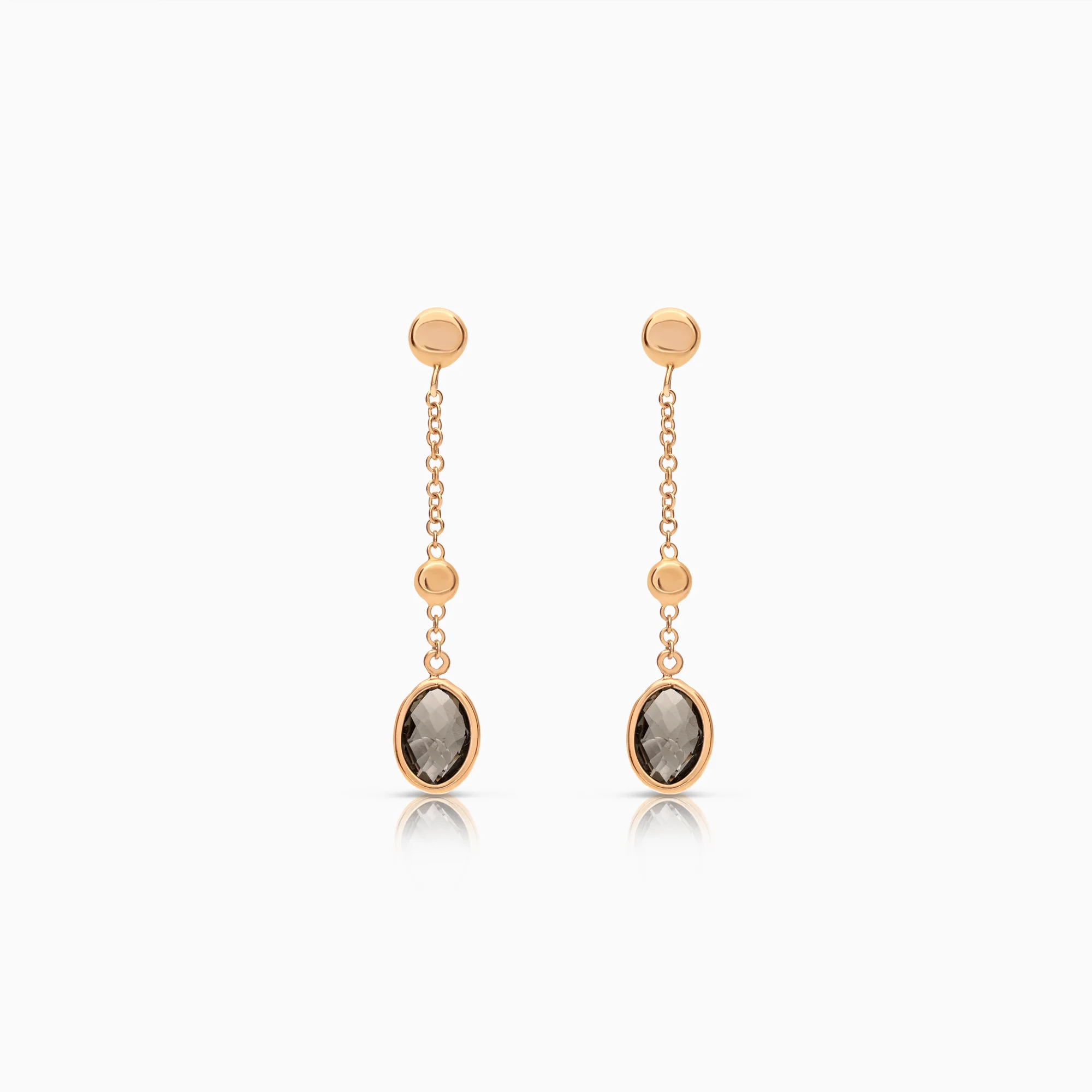 Gold earrings with smoky quartz 2.24g 18K rose gold