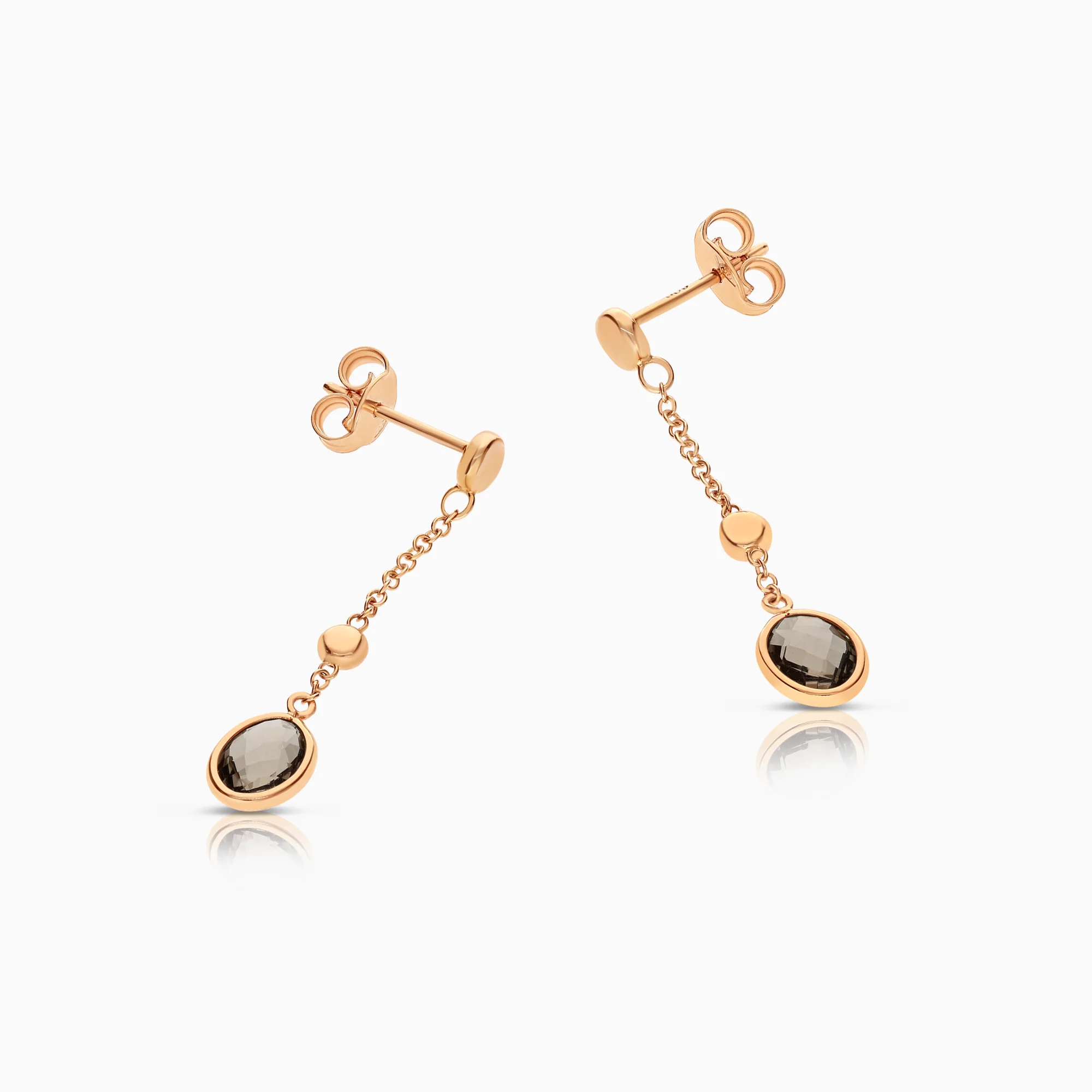 Gold earrings with smoky quartz 2.24g 18K rose gold - Image 2