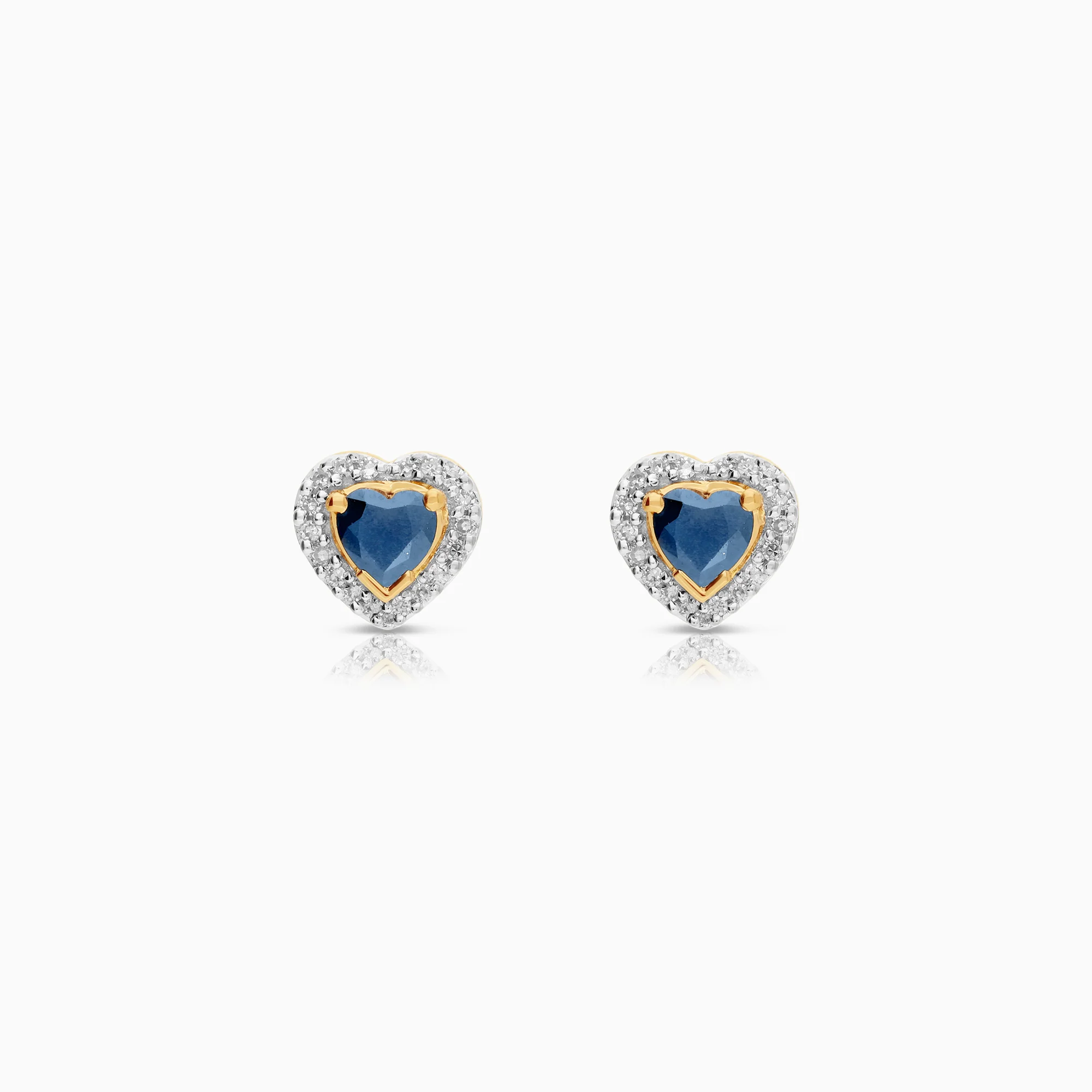 Gold earrings with sapphires and diamonds 0.09ct 18K gold