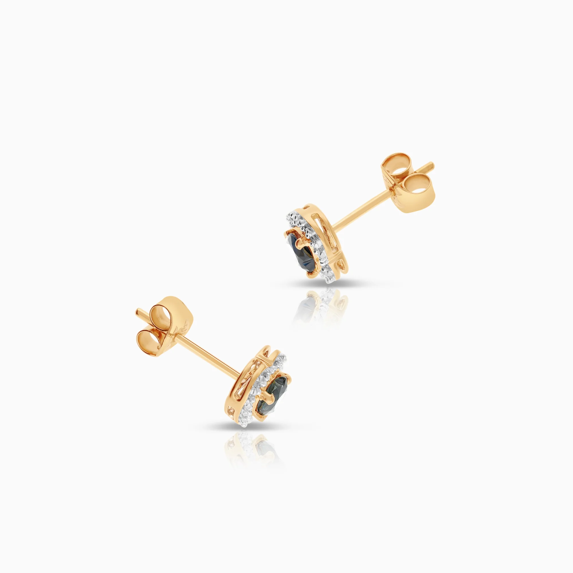 Gold earrings with sapphires and diamonds 0.09ct 18K gold - Image 2