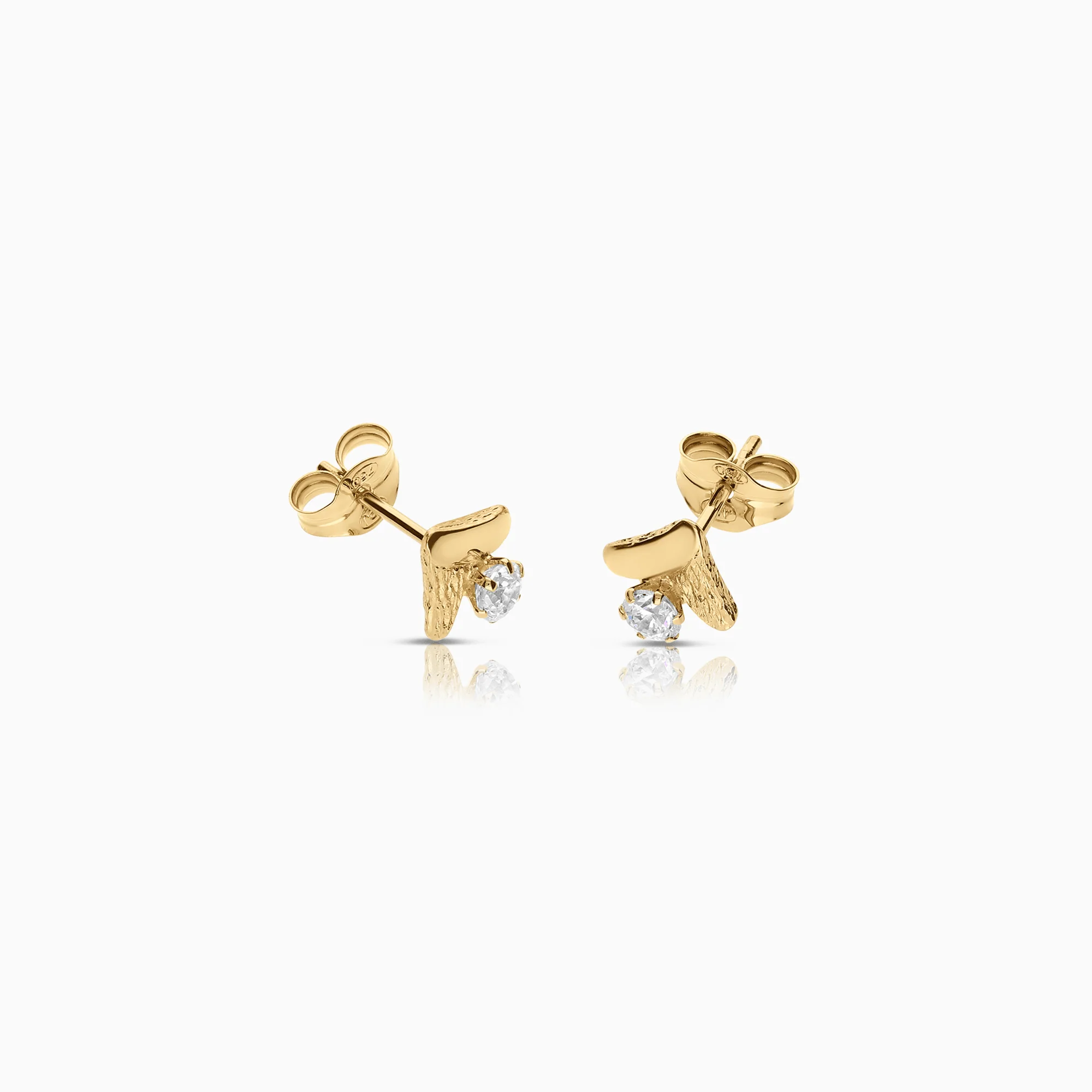 Gold earrings with white cubic zirconia 0.71g 18K gold - Image 2