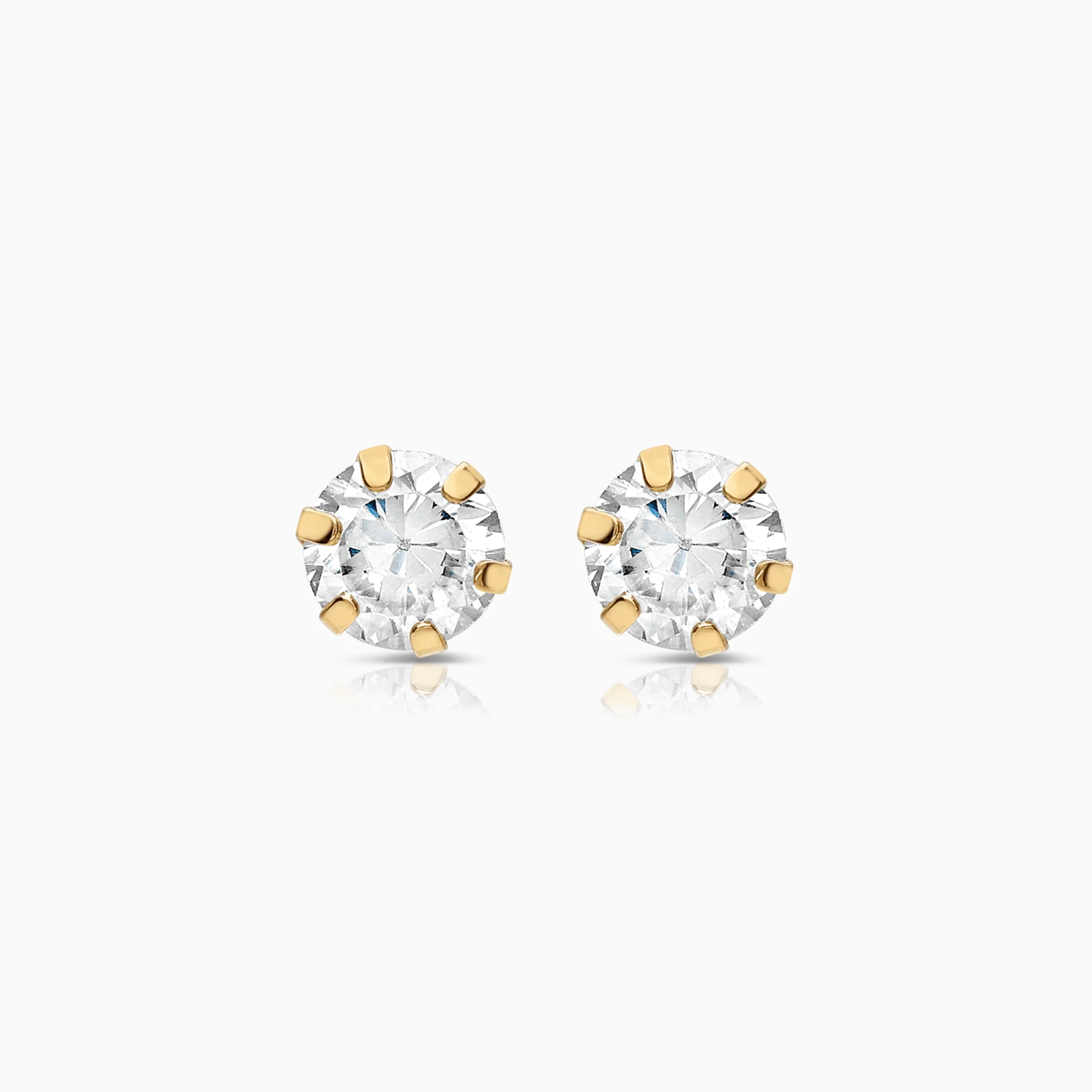 Gold earrings with white cubic 0.87g 18K gold
