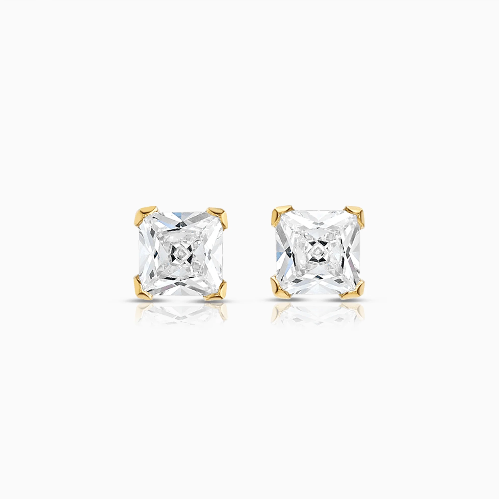 Gold Earrings with White Cubic Zirconia 1.00g 18K Gold