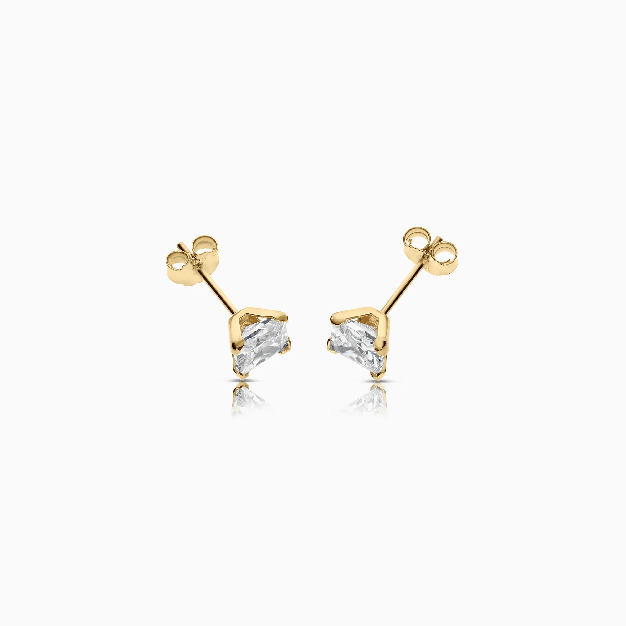 Gold Earrings with White Cubic Zirconia 1.00g 18K Gold - Image 2