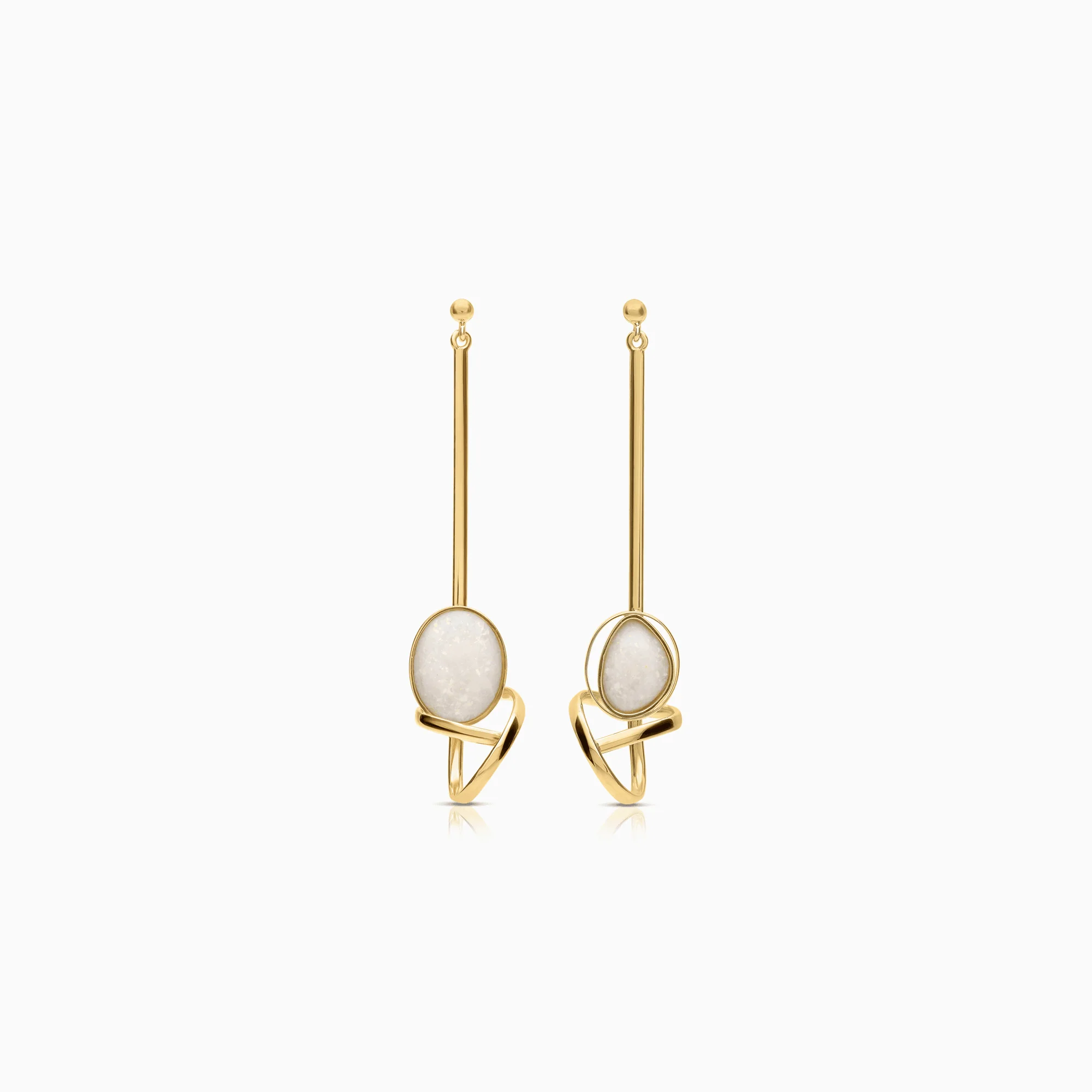 Gold Earrings with White Opals 8.98g 18K Gold