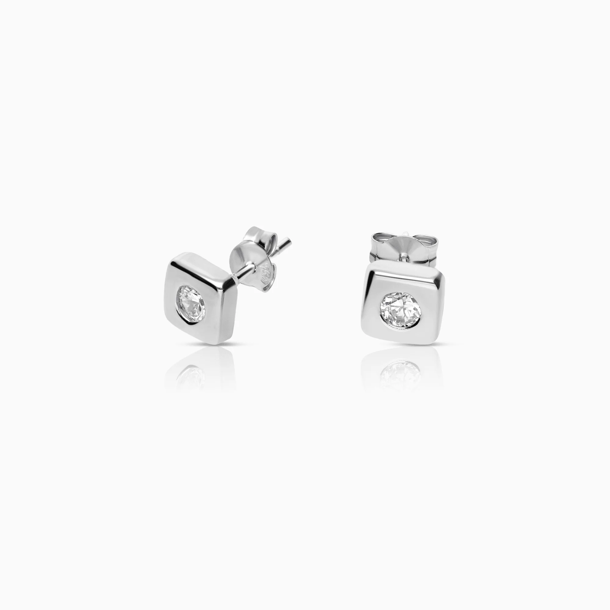 Gold earrings with white stones 0.70g 18K white gold - Image 2