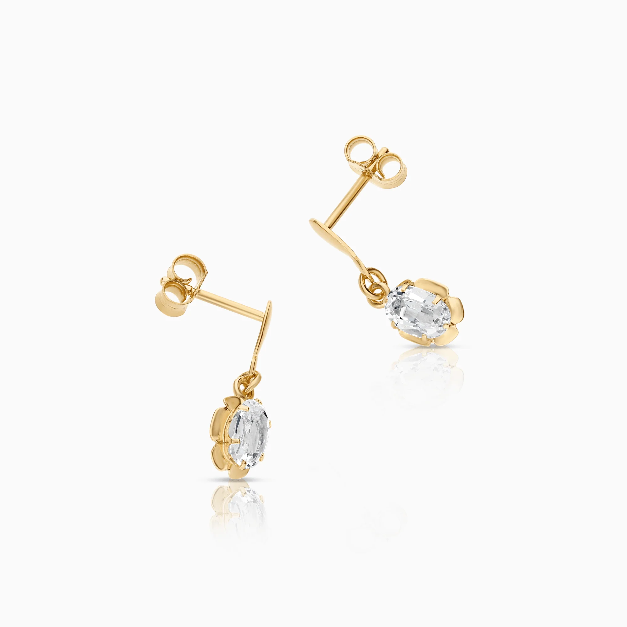 Gold earrings with white stones 1.18g 18K gold - Image 2