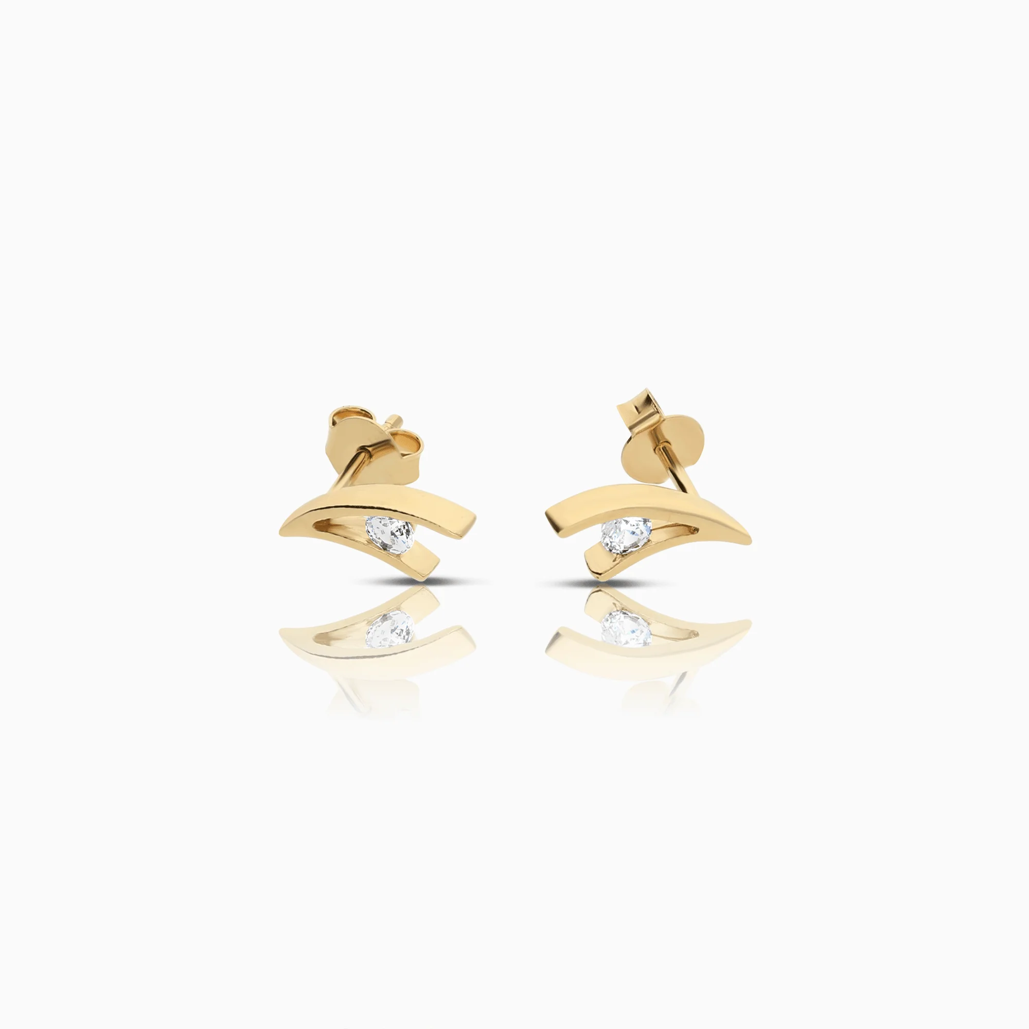 Gold earrings with white stones 1.62g 18K gold - Image 2