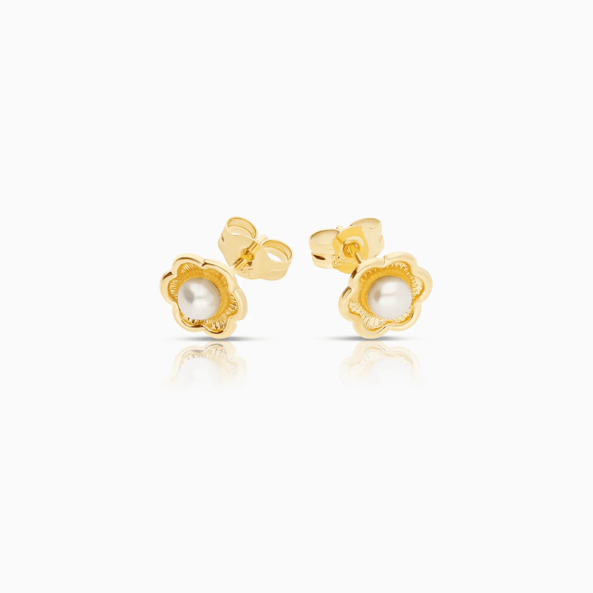 Gold earrings with pearls 0.58g 18K gold - Image 2