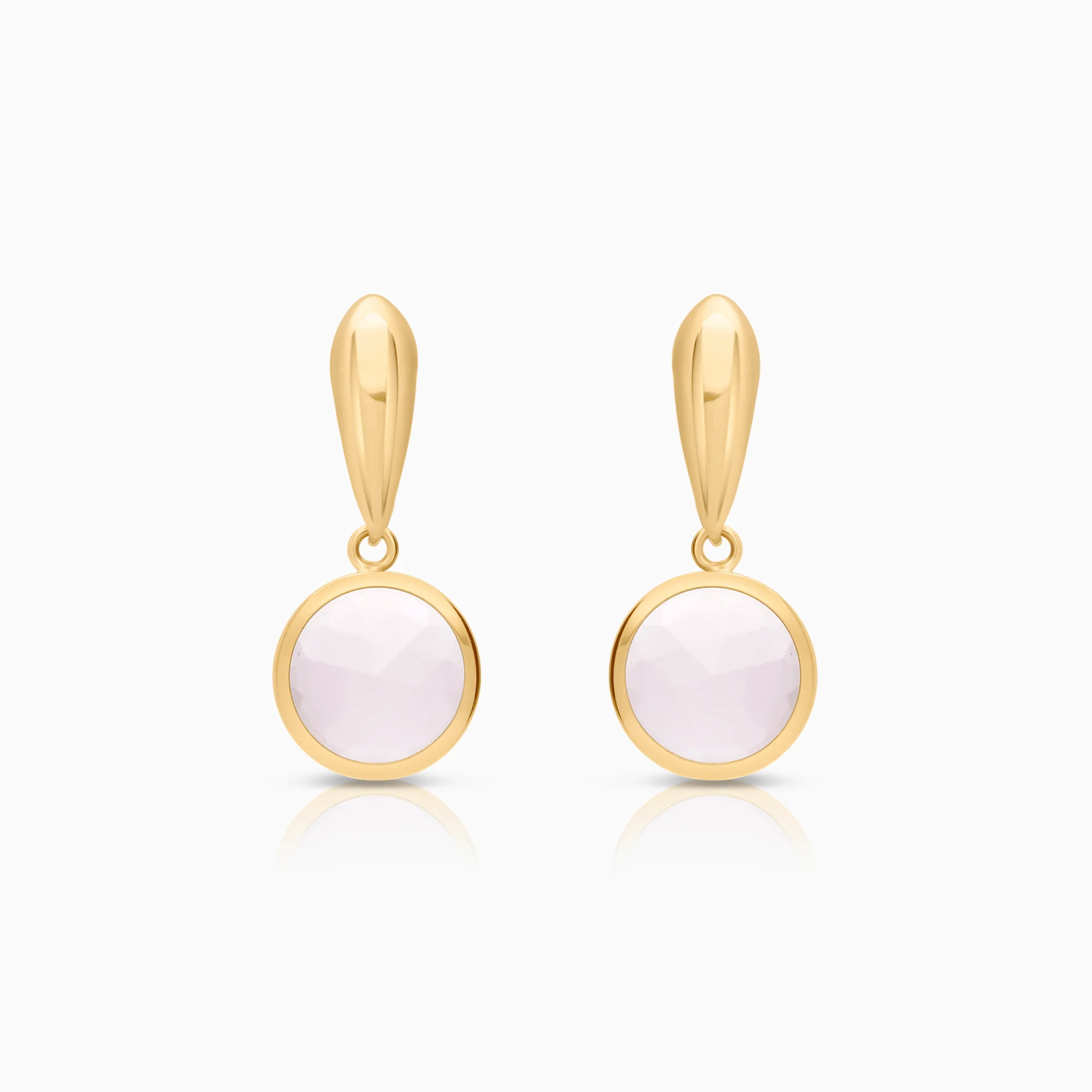 Gold stud earrings rose quartz 1.32g 18K gold
