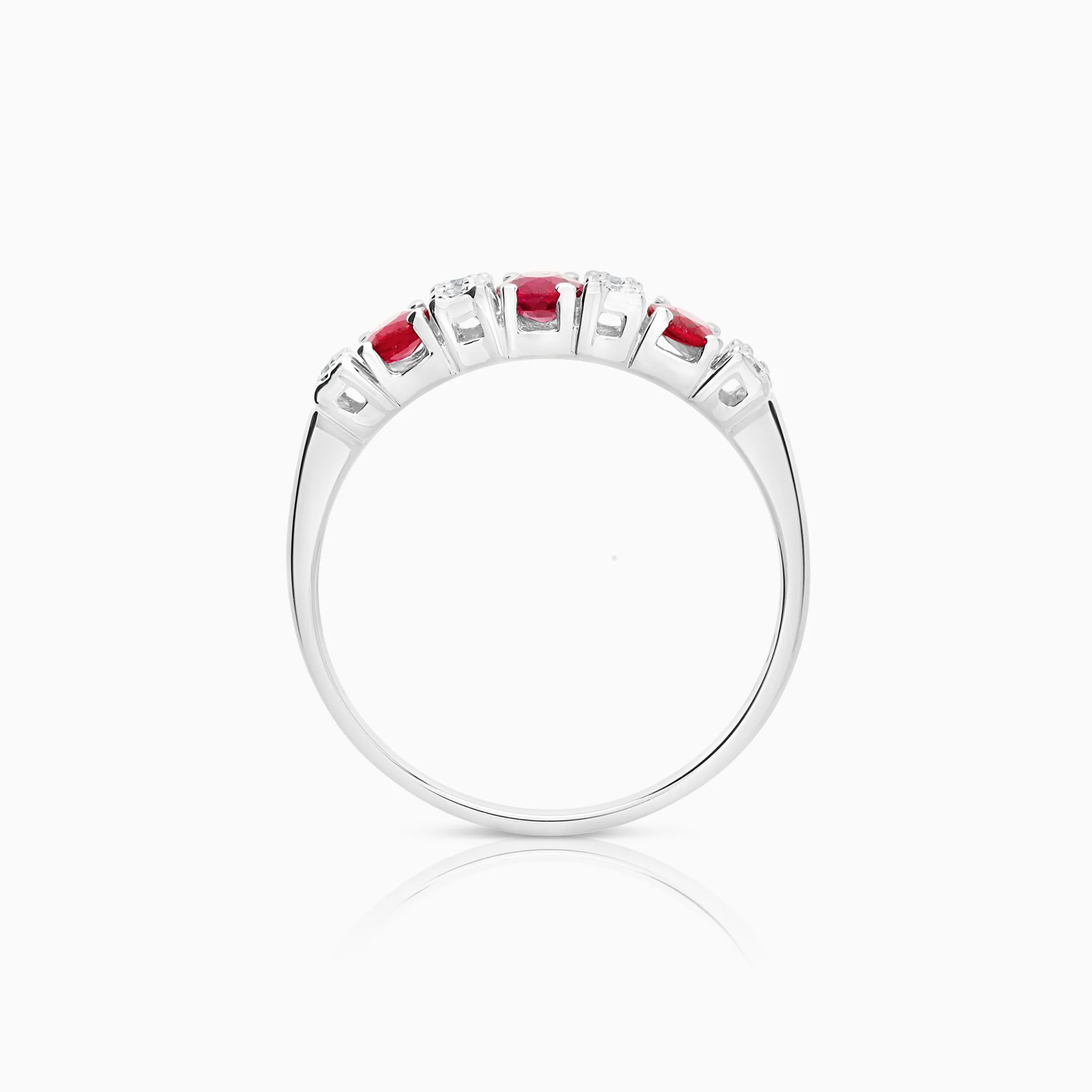 Gold ring with diamonds and rubies 0.04ct 18K white gold - Image 2