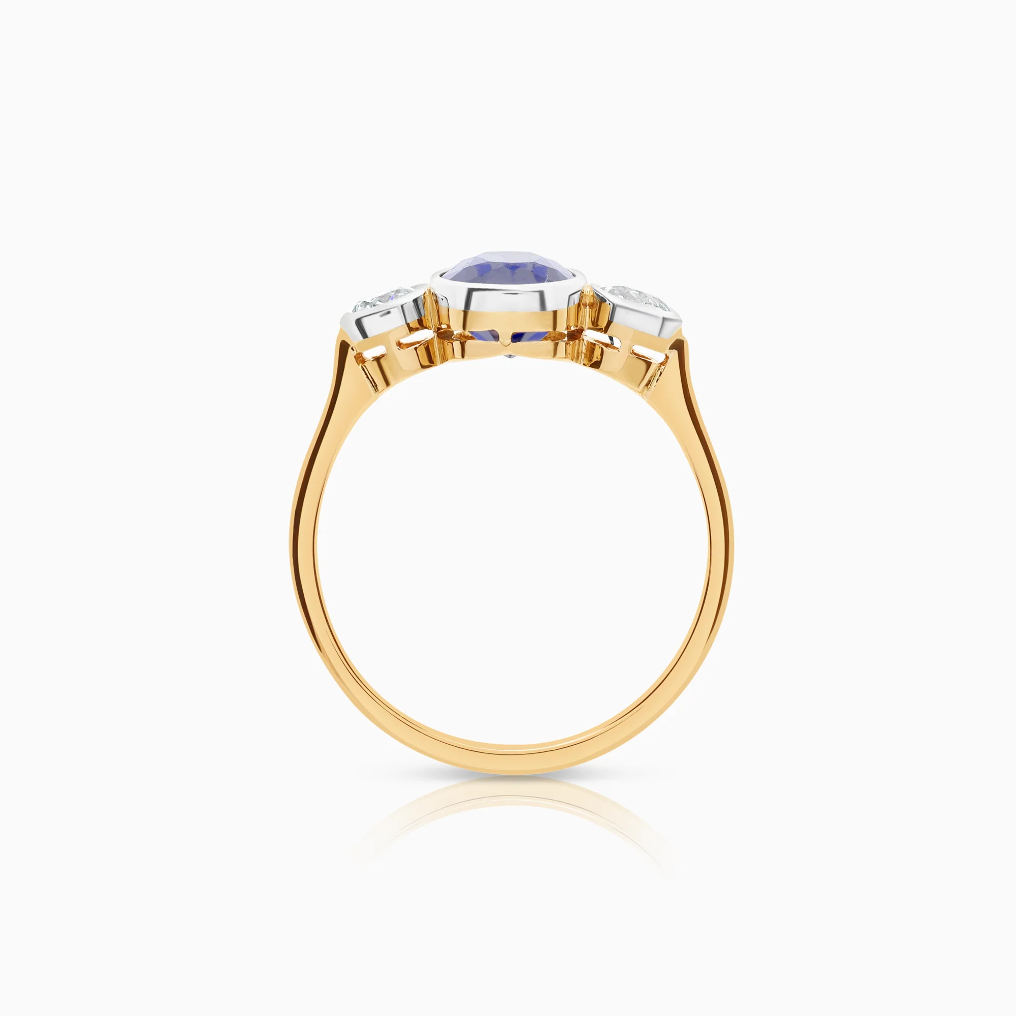 Diamond ring sapphire 0.30ct 18K gold - Image 2