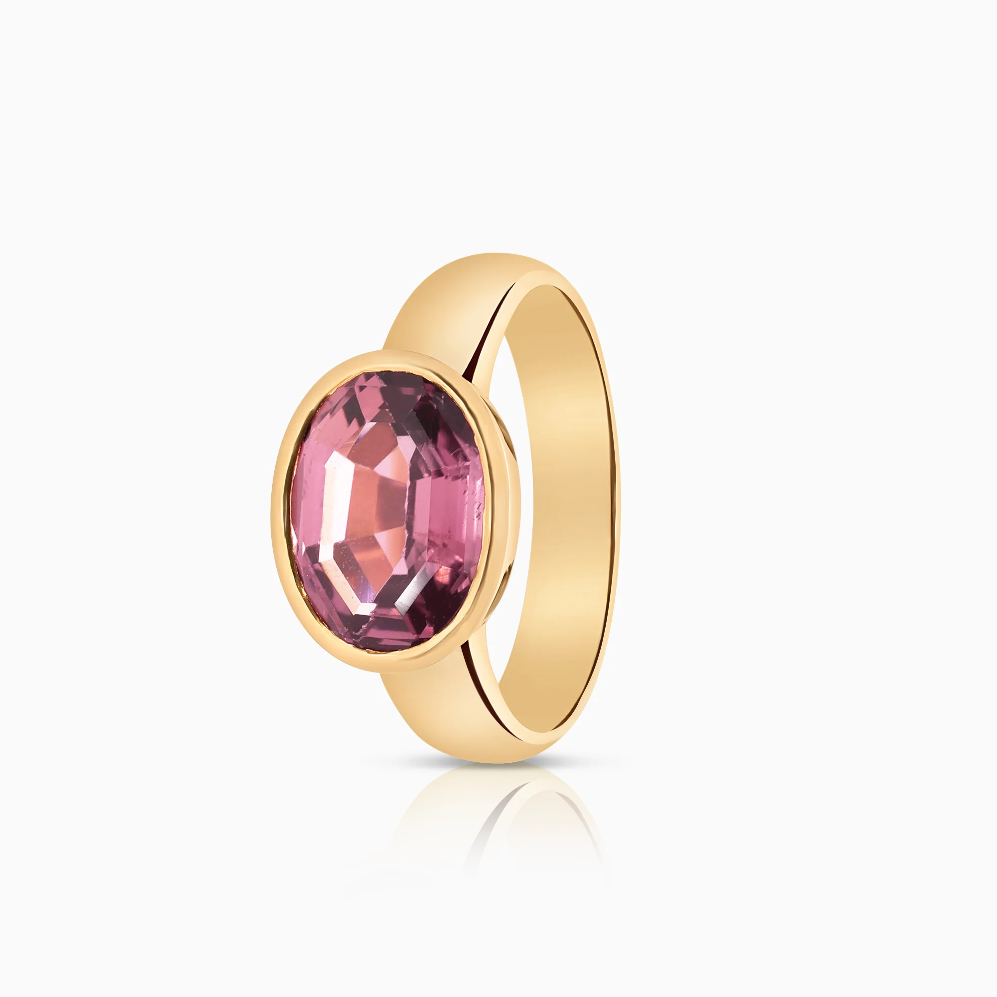 Gold Ring with a Pink Tourmaline 5.60g 18K Gold