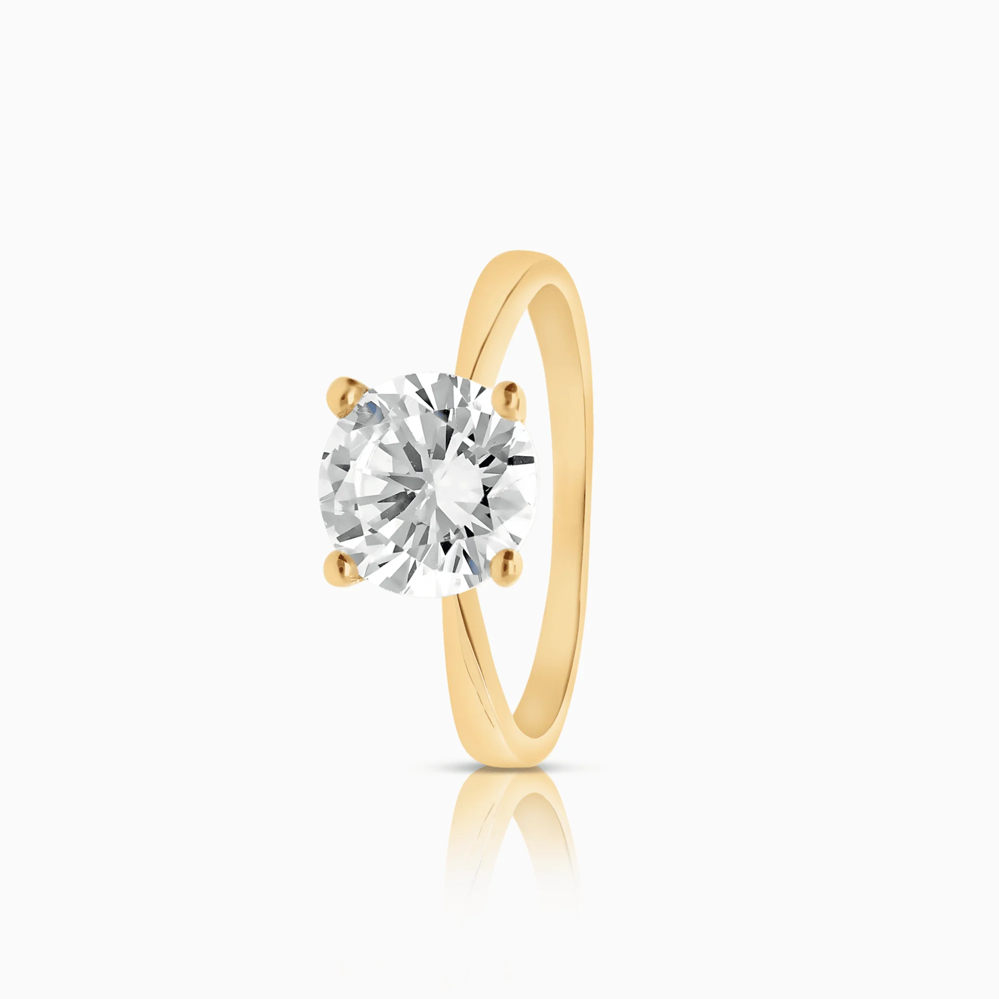 Gold Ring with a White Cubic Zirconia 2.66g 18K Gold