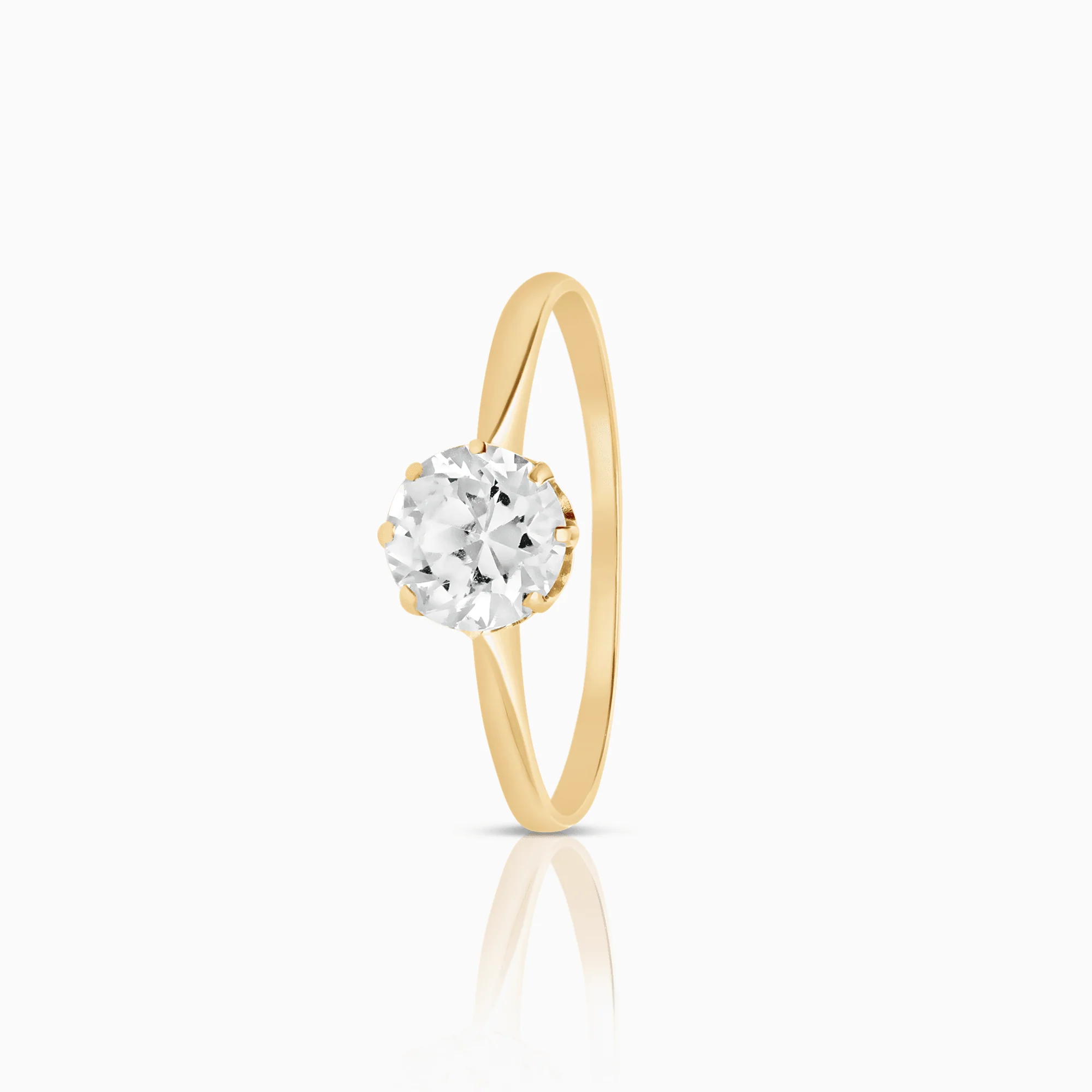 Gold ring with a white cubic zirconia 1.38g 18K gold