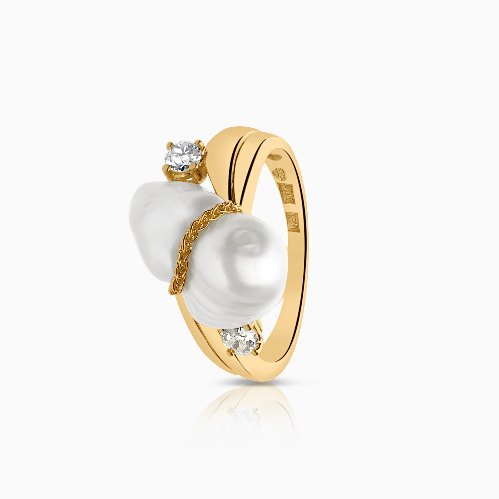 Gold ring with pearls 18K gold