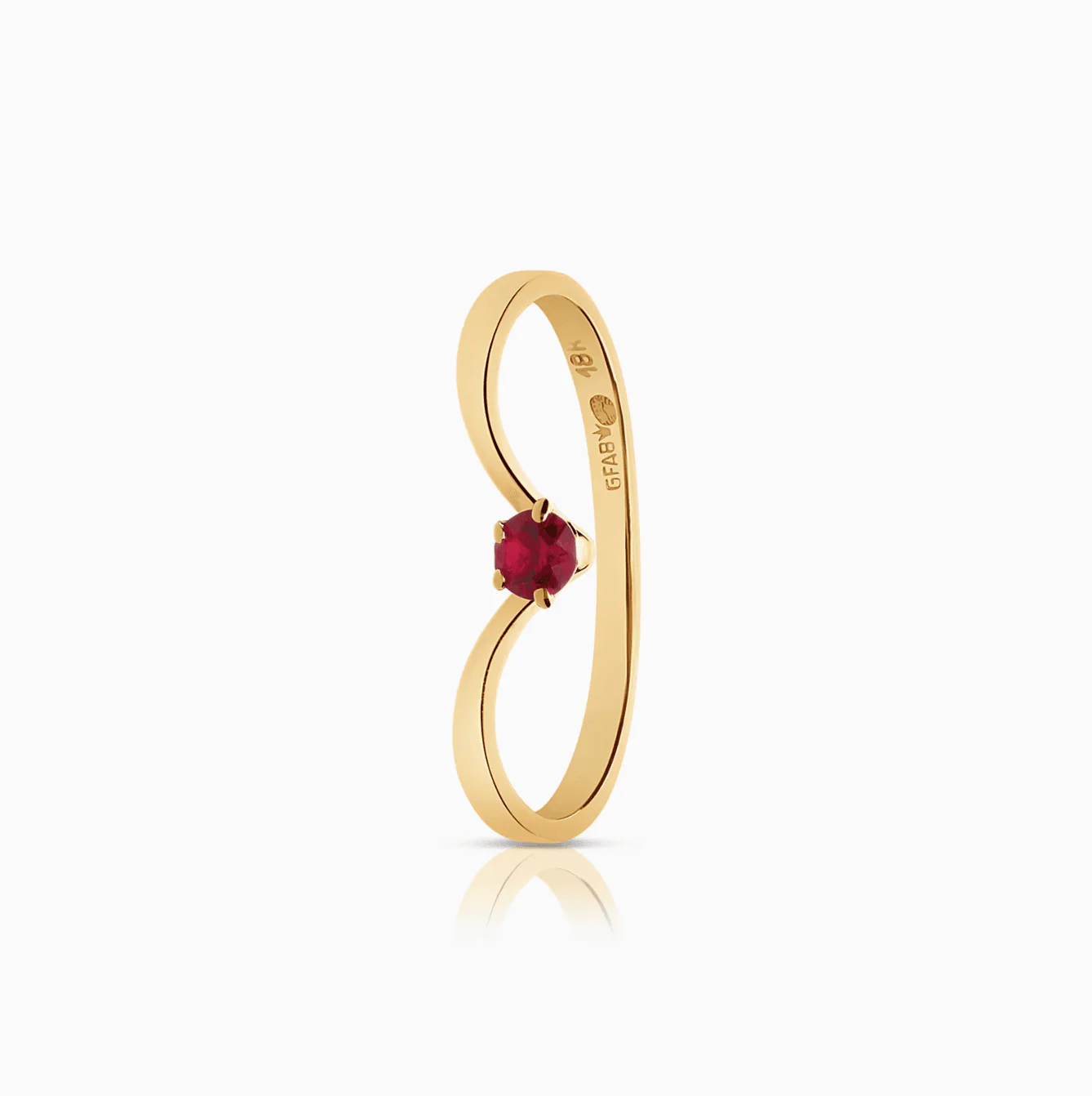 Gold ring with red cubic 0.89g 18K gold