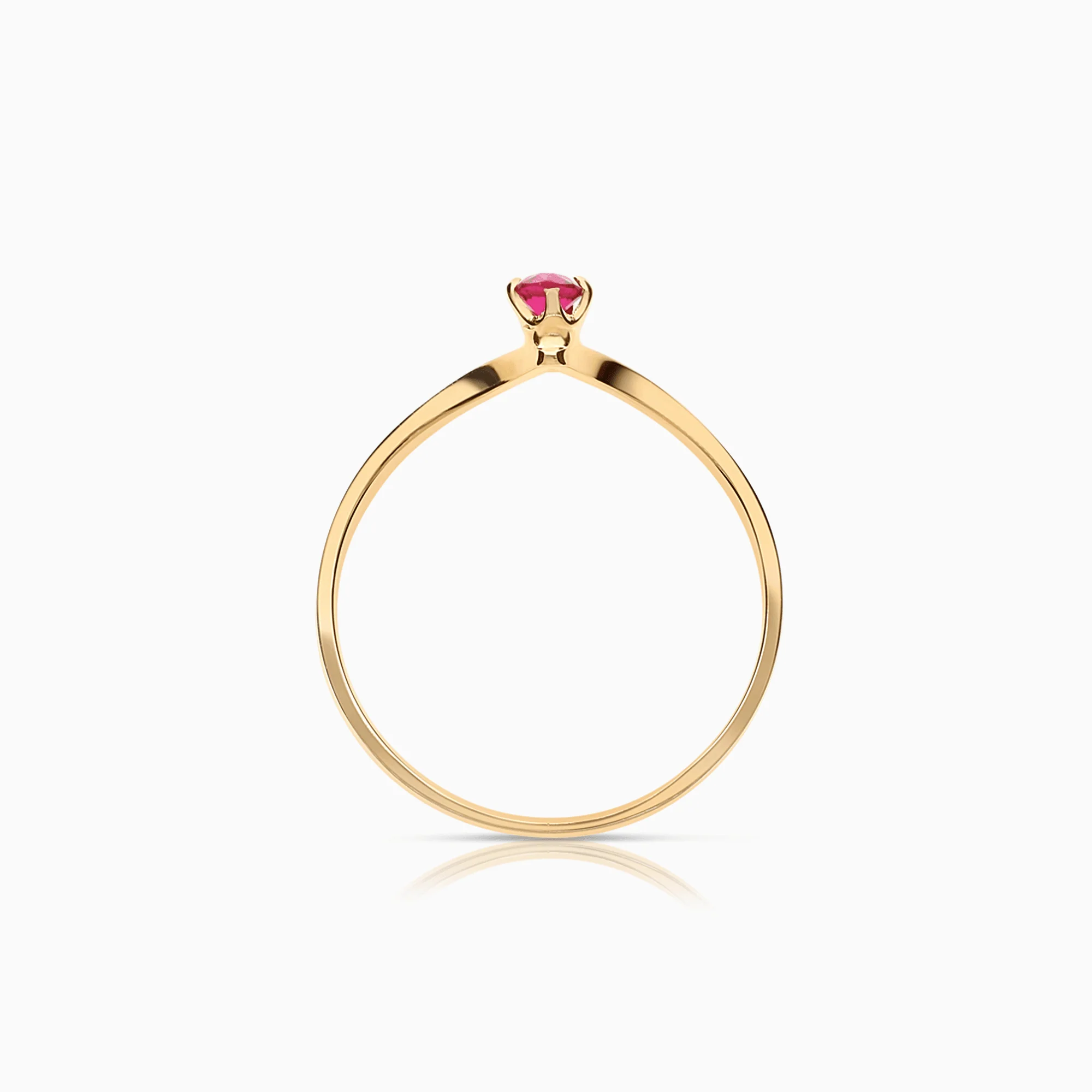 Gold ring with red cubic 0.89g 18K gold - Image 2