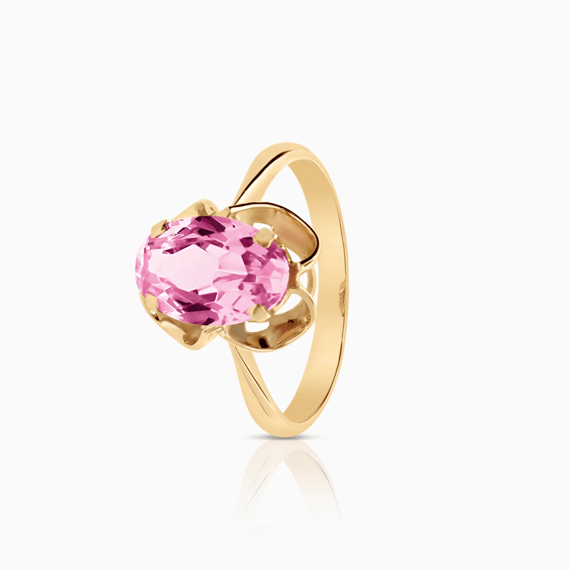 Gold ring with pink stone 4.58g 14K rose gold