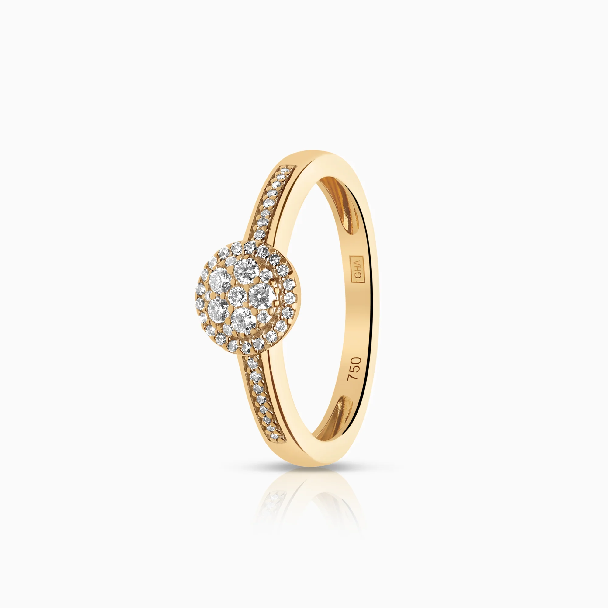 Halo diamond ring 0.20ct 18K gold