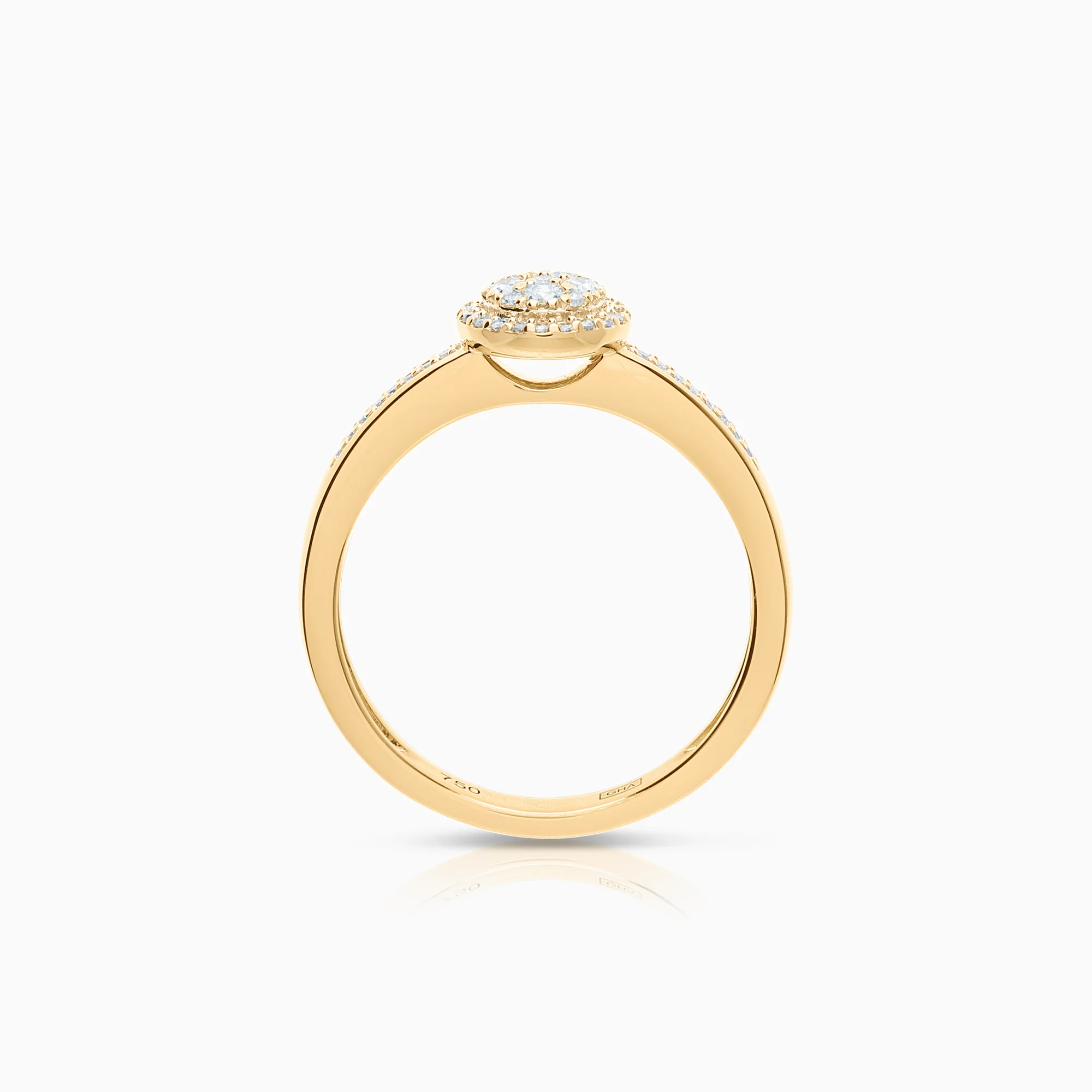 Halo diamond ring 0.20ct 18K gold - Image 2