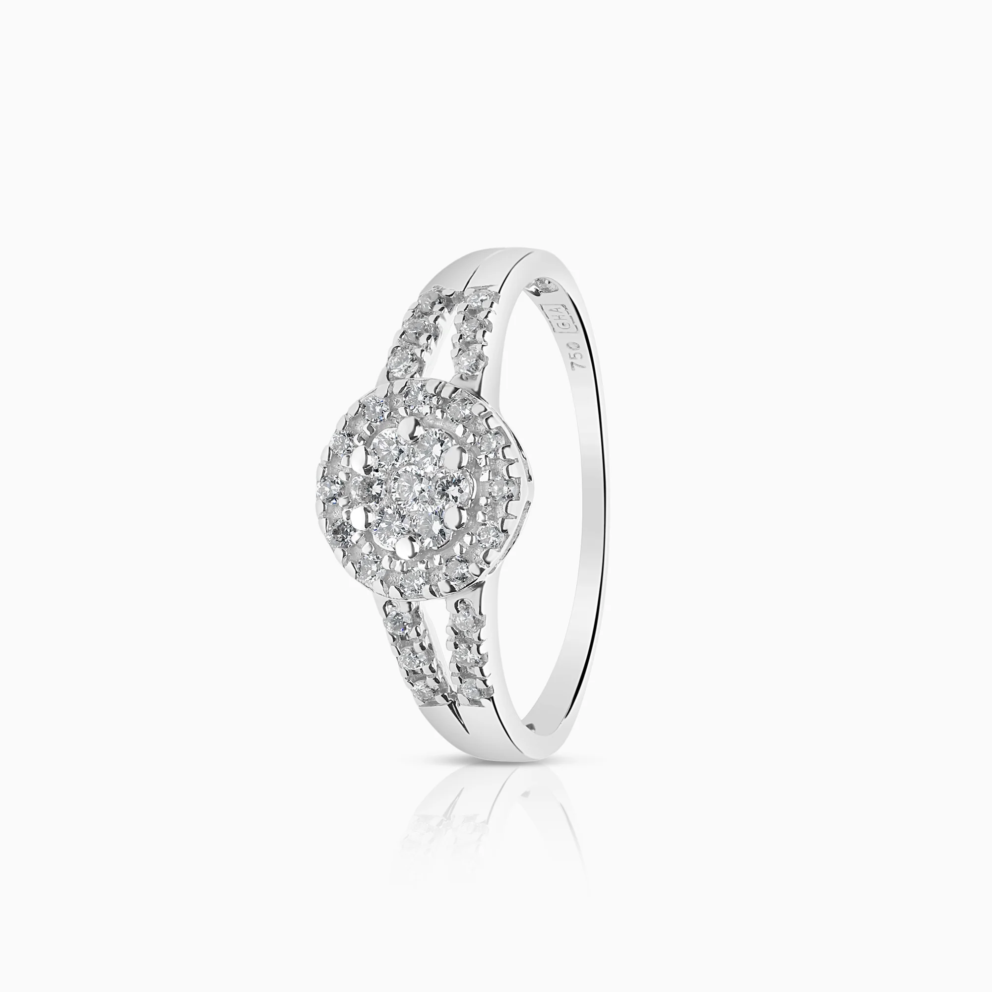 Halo diamond ring 0.20ct 18K white gold