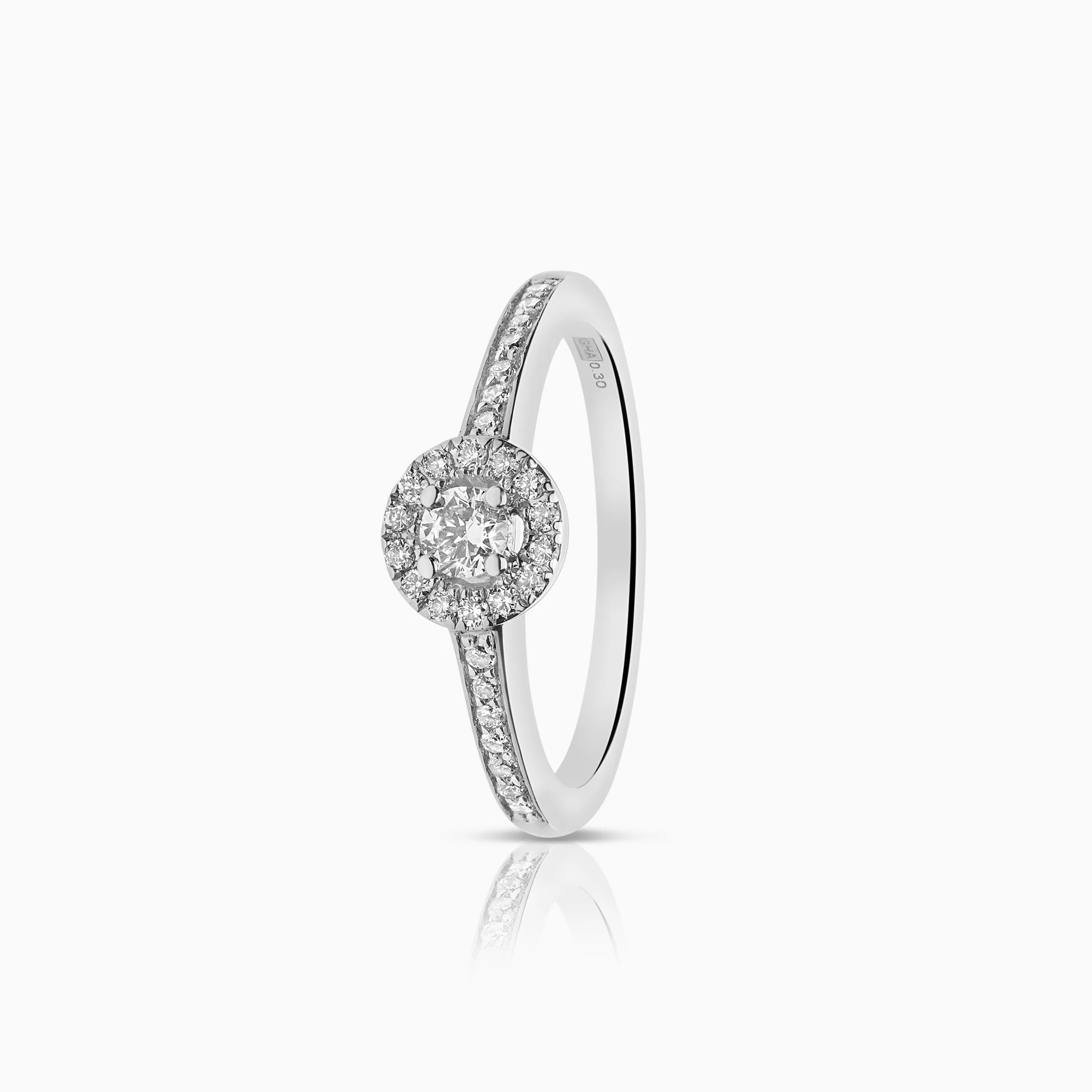 Halo diamond ring 0.30ct 18K white gold