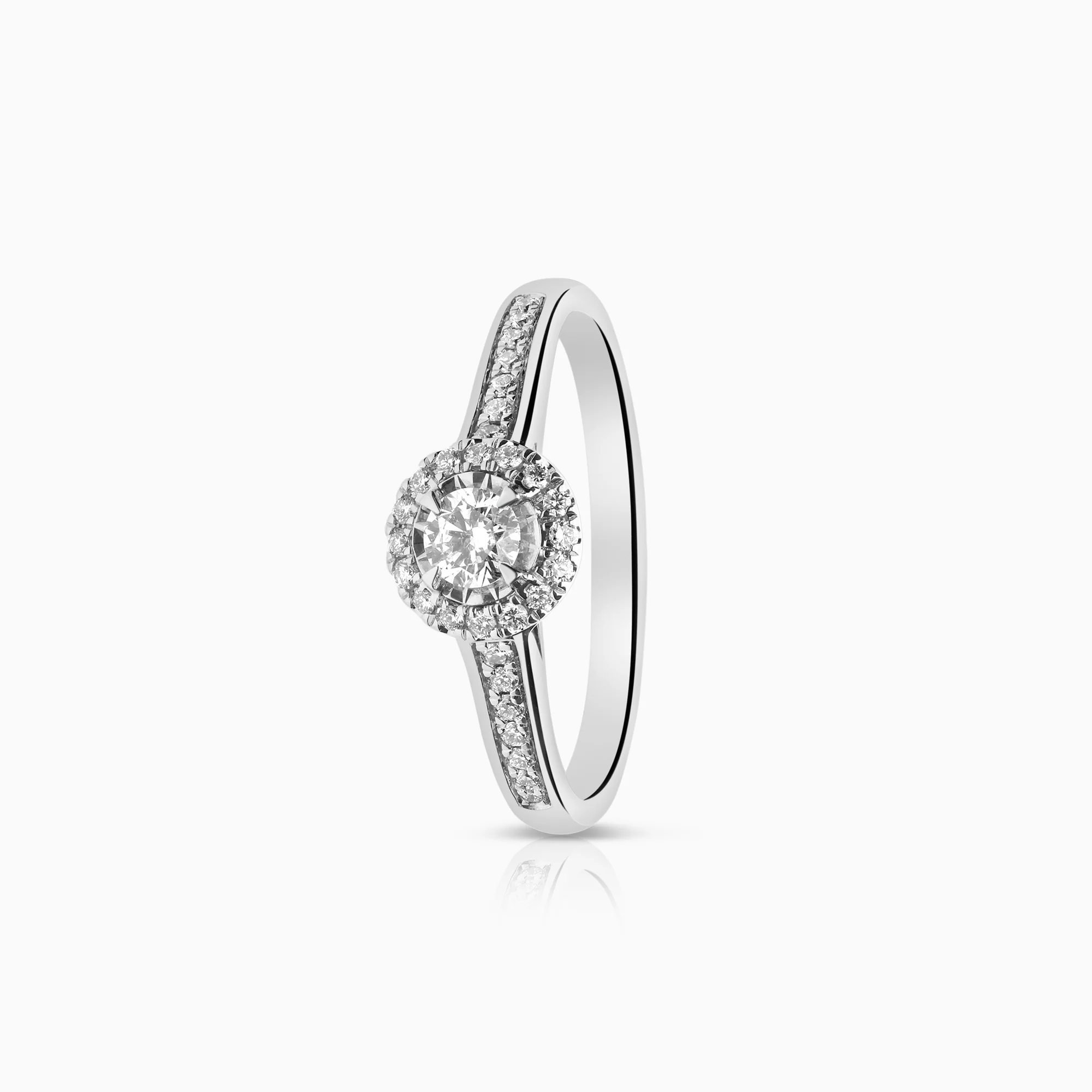 Halo diamond ring 0.36ct 18K white gold