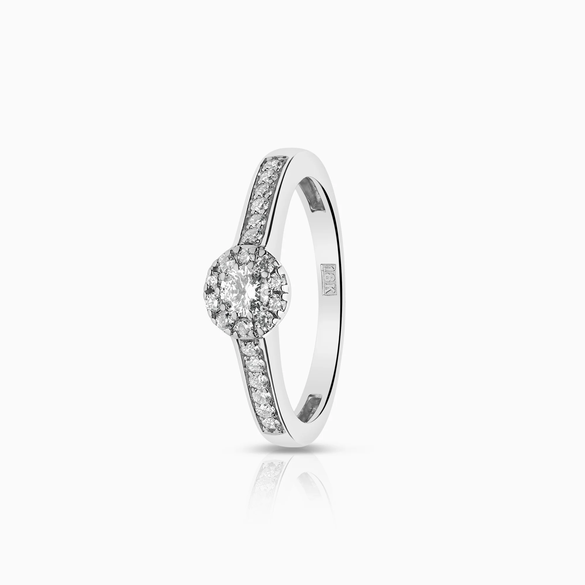 Halo diamond ring 0.37ct 18K white gold
