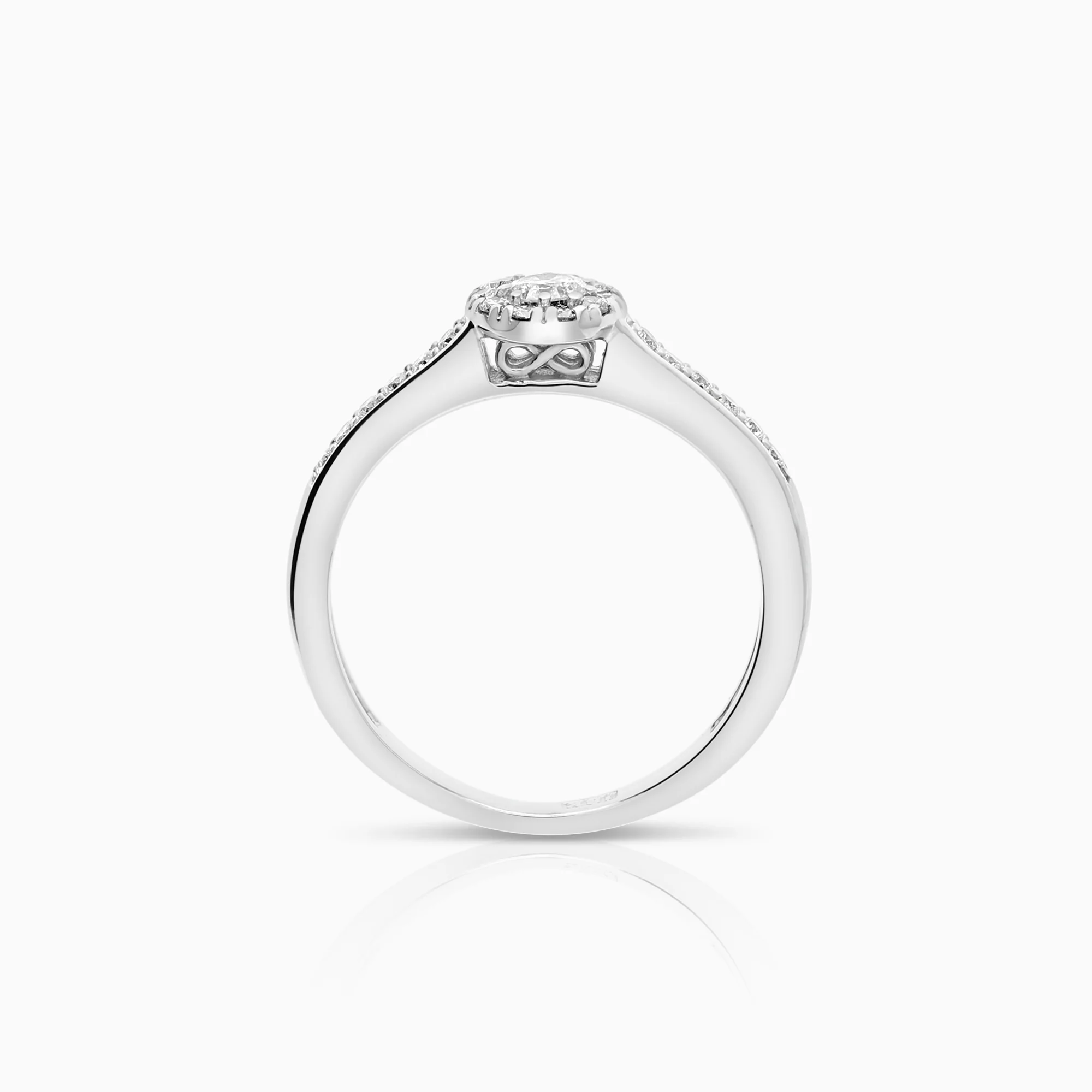 Halo diamond ring 0.37ct 18K white gold - Image 2