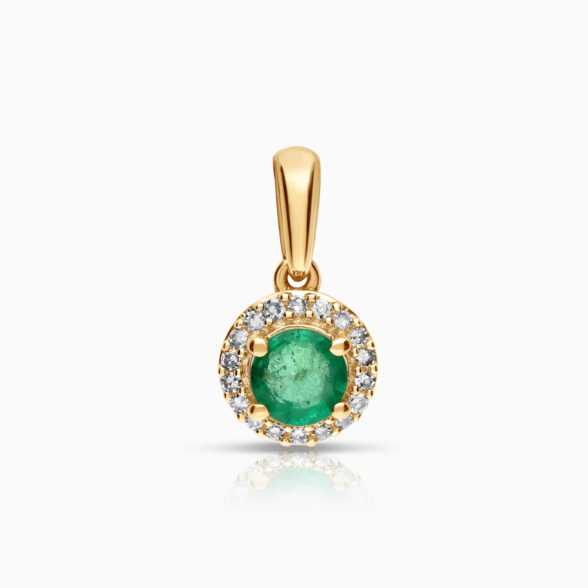 Halo pendant with emerald 0.71g 18K gold