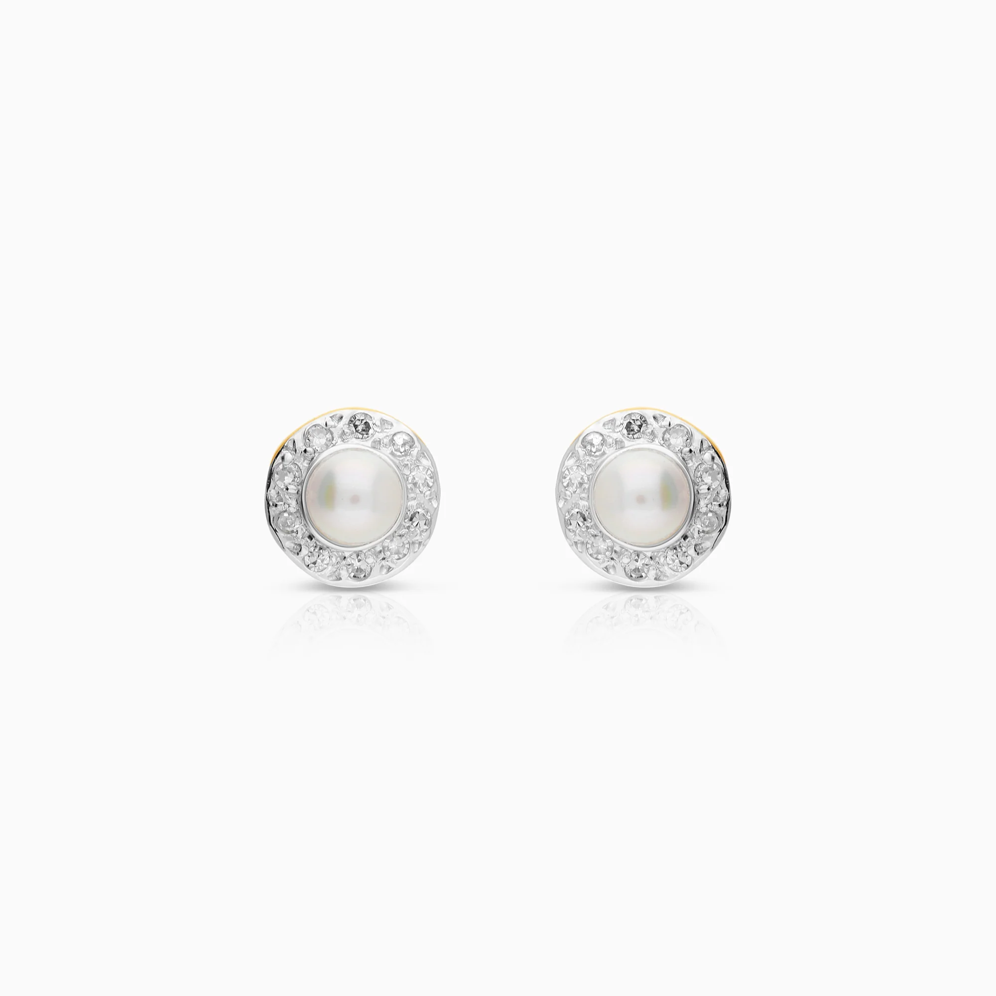 Halo earrings pearls cultured freshwater pearls 1.51g 18K gold