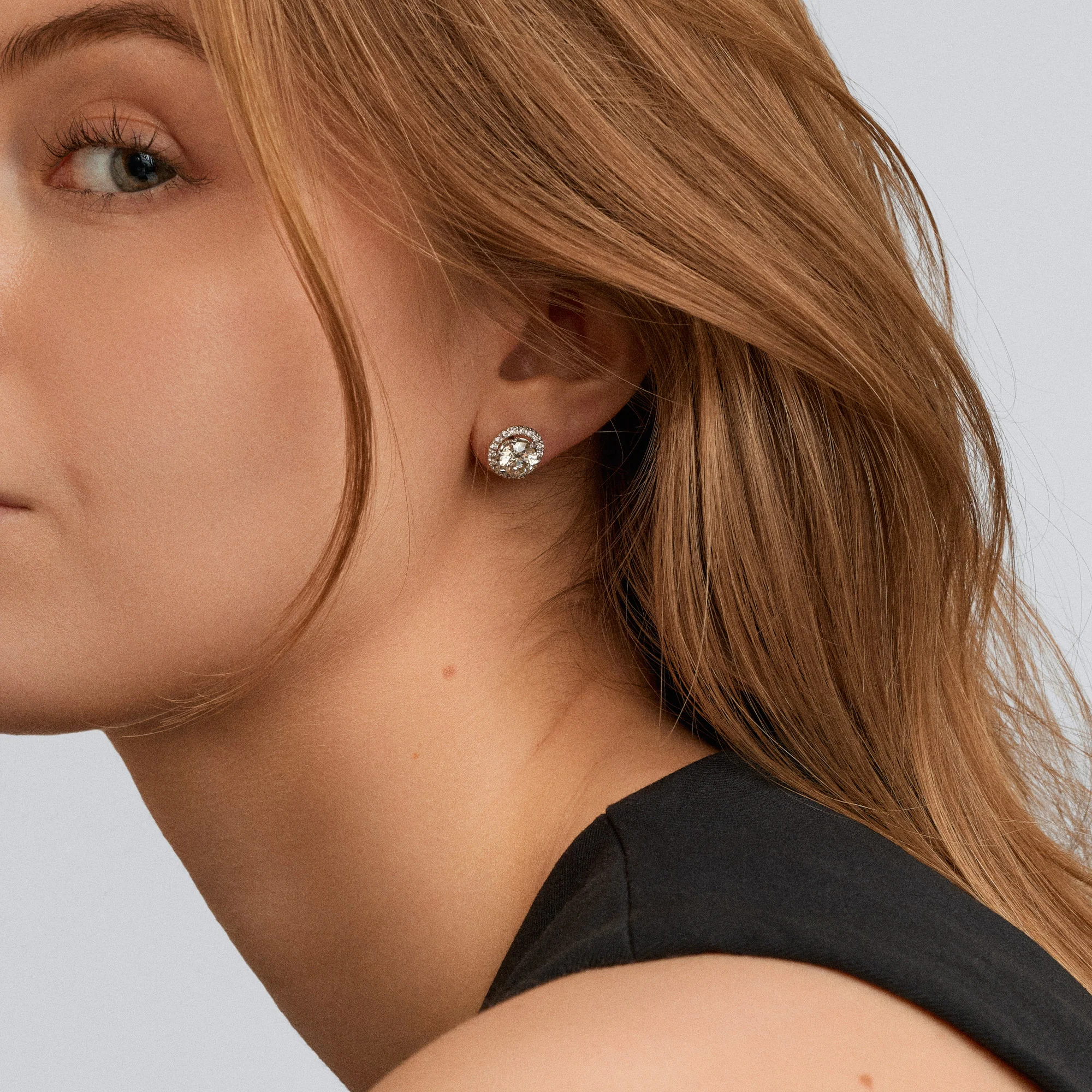 Halo earrings diamonds 2.34ct 18K gold - Image 2