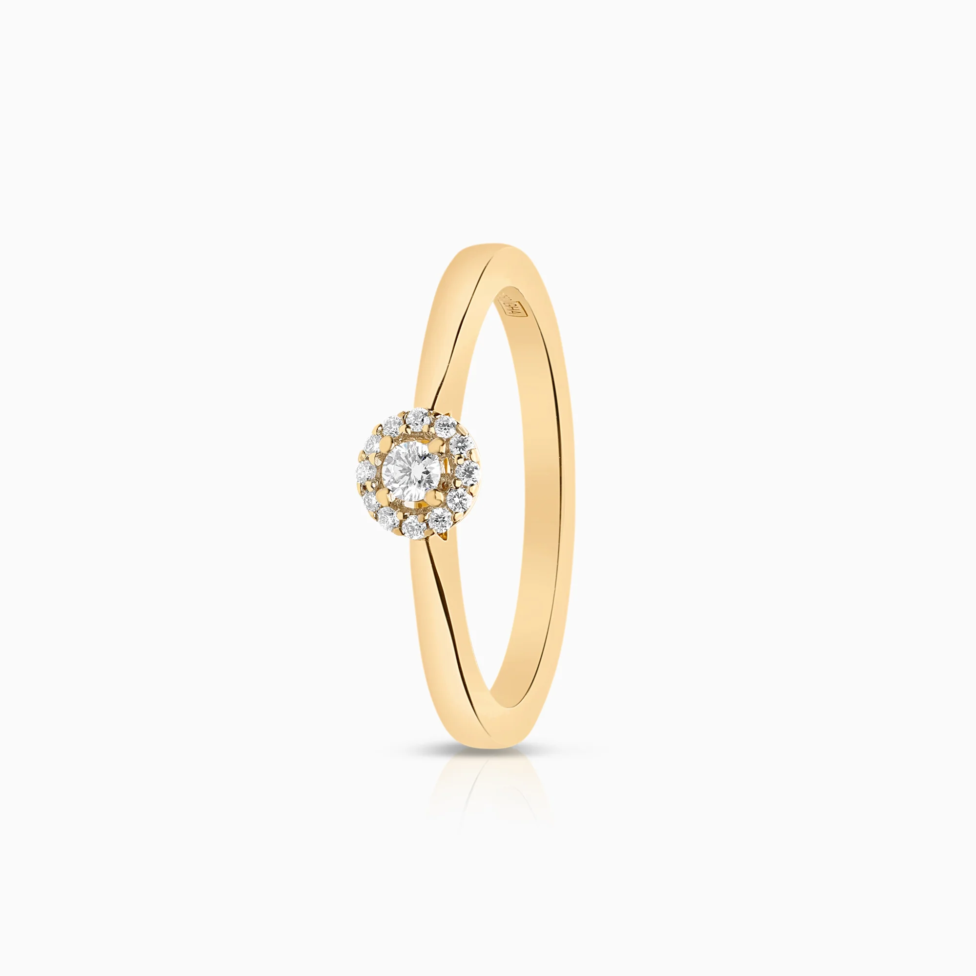 Halo ring 0.11ct 18K gold